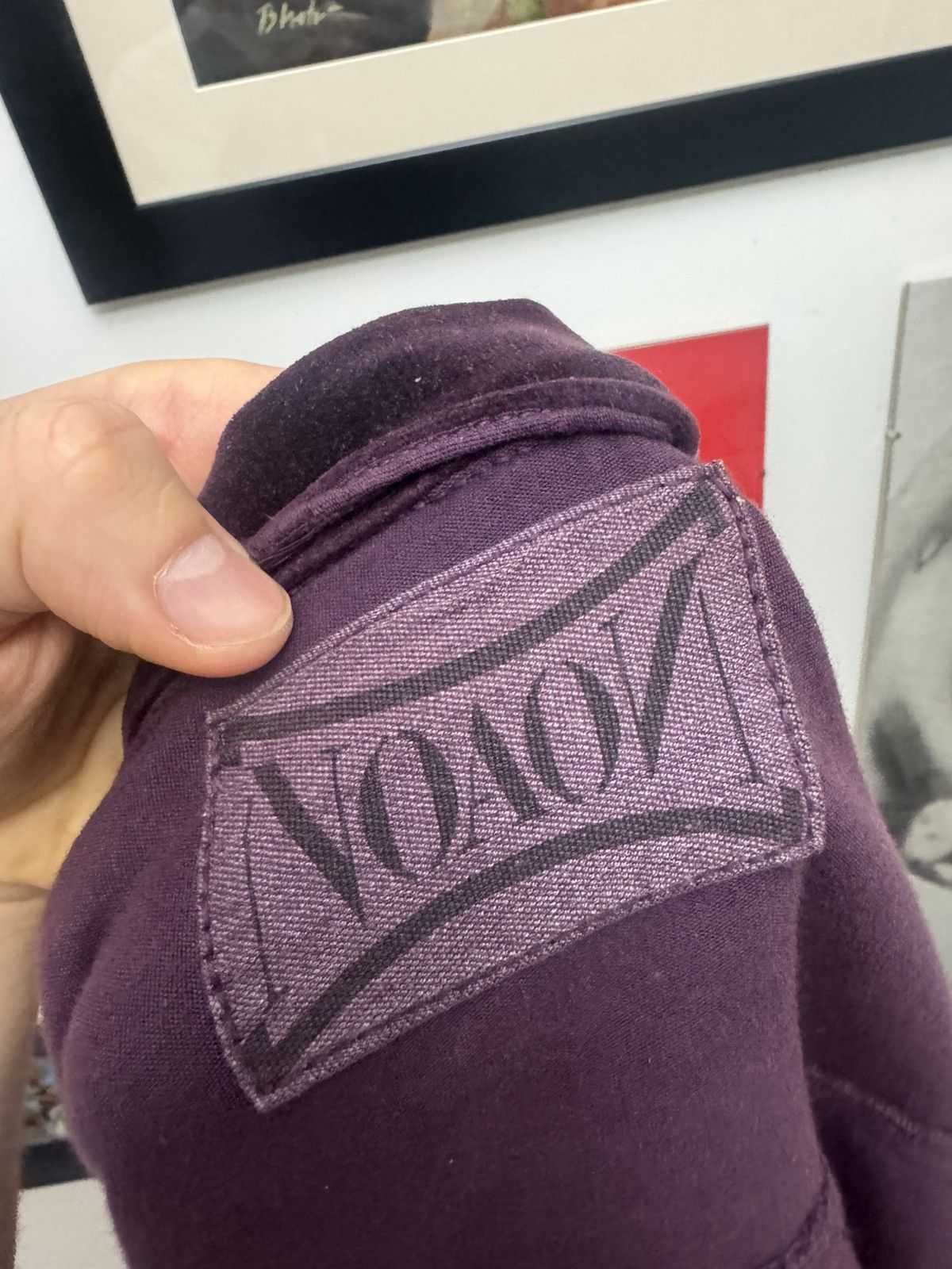 Vintage Vintage 90s Purple Velvet Velour Trucker Jacket Archive Rare Size US XS / EU 42 / 0 - 5 Thumbnail
