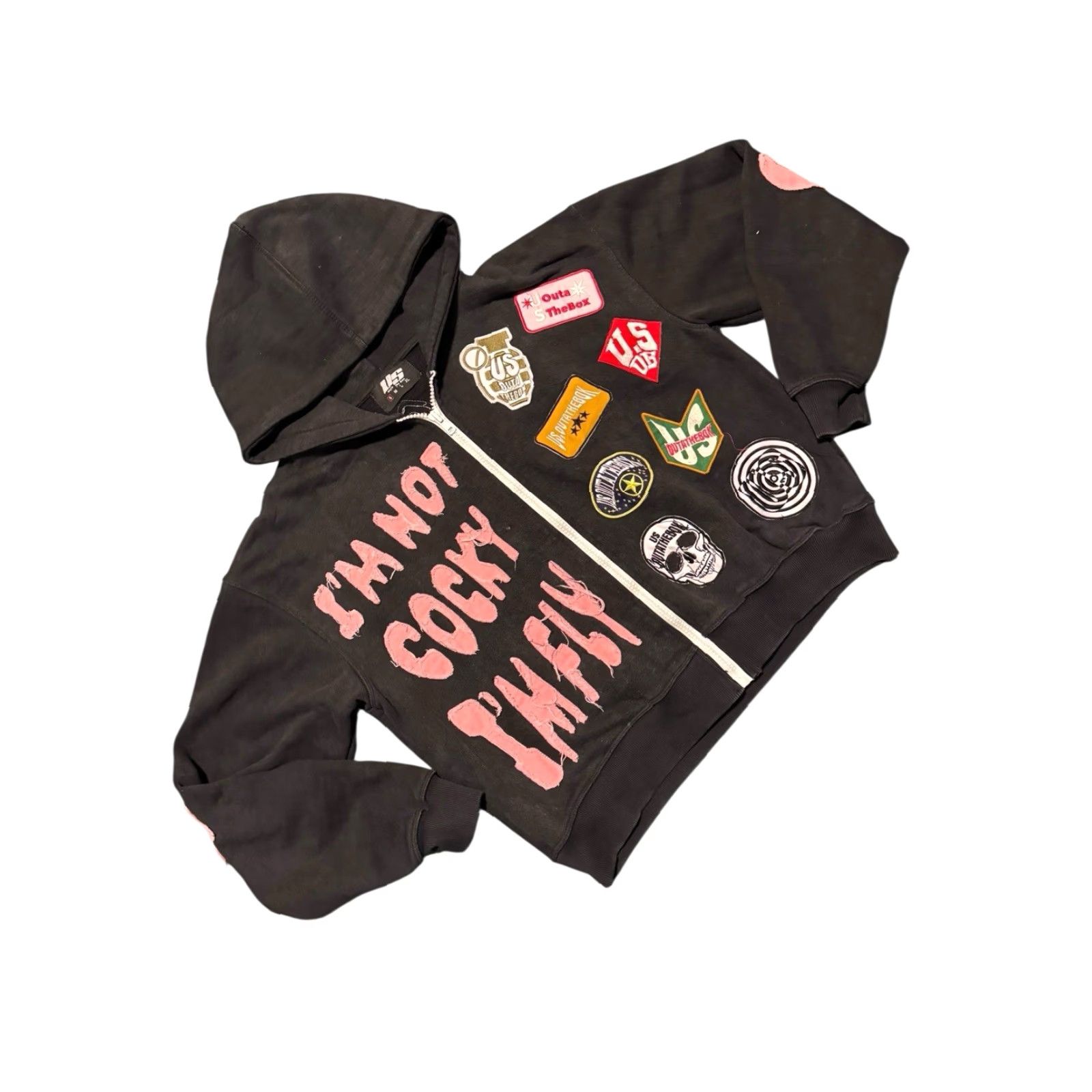 Vintage US Outa The Box I'm Fly Men's Black Zip Up Hoodie Size Small Hoodie Men Small Black Vintage? No, not vintage. Size US S / EU 44-46 / 1 - 3 Thumbnail