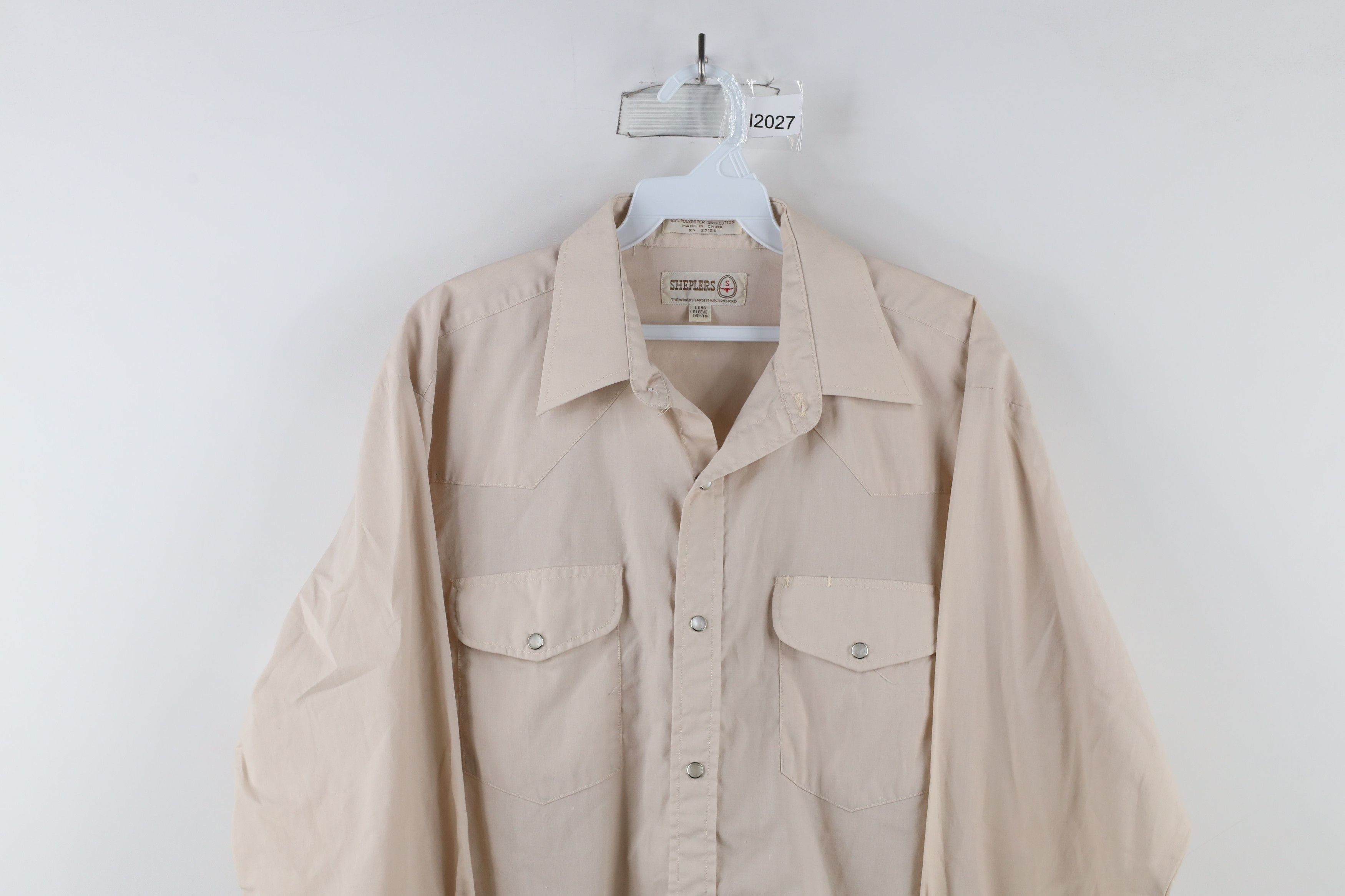 Vintage Vintage 70s Rockabilly Snap Button Western Rodeo Shirt Beige Size US M / EU 48-50 / 2 - 2 Thumbnail