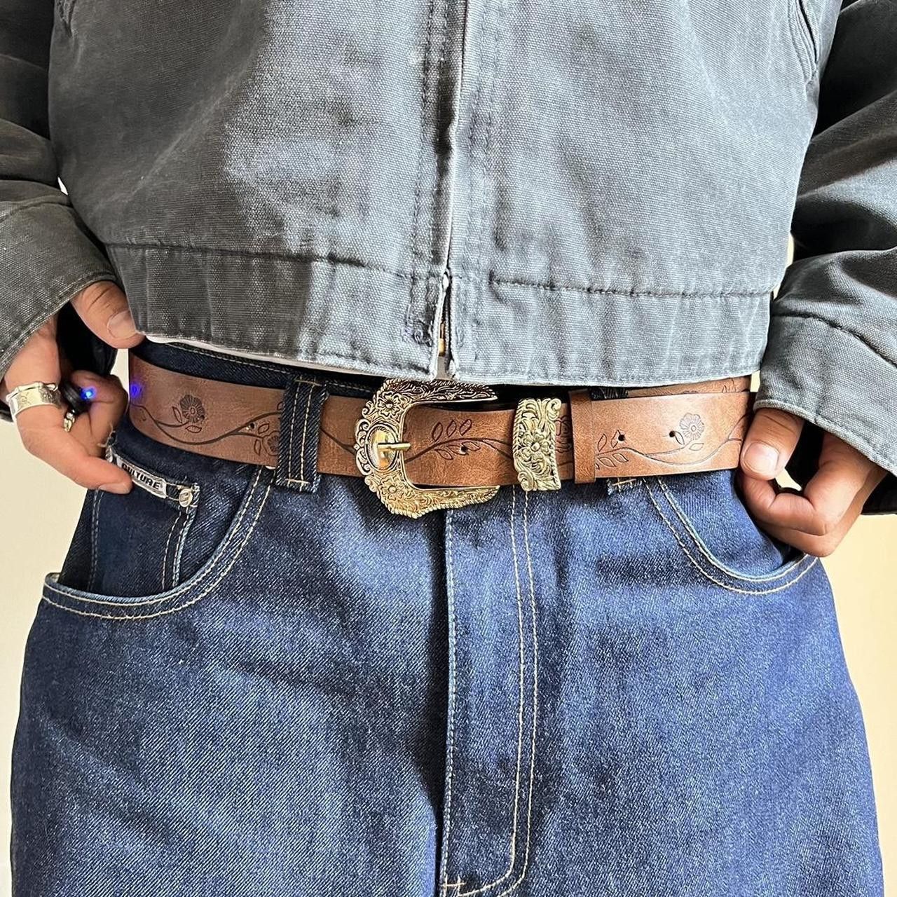 Cowboy Equipment × Vintage vintage style brown american western floral gold boho belt Size ONE SIZE - 3 Thumbnail