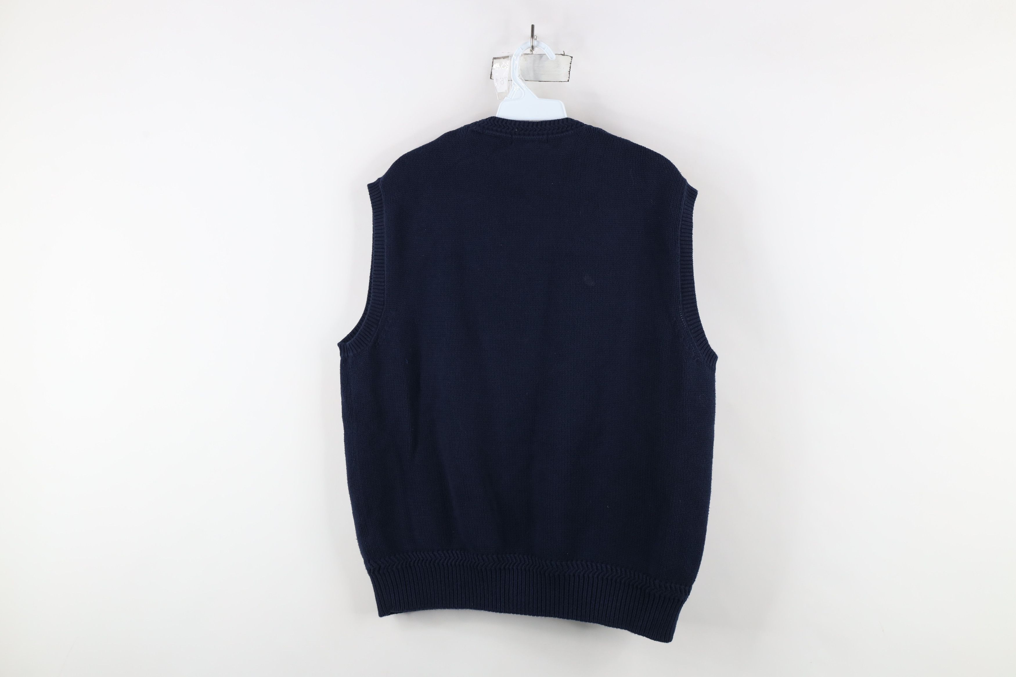 Nautica × Vintage Vintage 90s Nautica Cotton Knit Sweater Vest Navy Blue Size US L / EU 52-54 / 3 - 6 Thumbnail