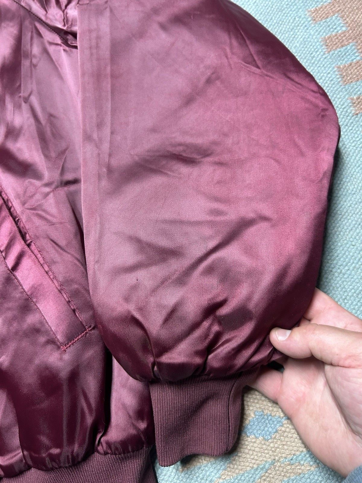 Vintage 80s satin bomber jacket Mancelona Michigan embroider moose L Size US L / EU 52-54 / 3 - 6 Thumbnail
