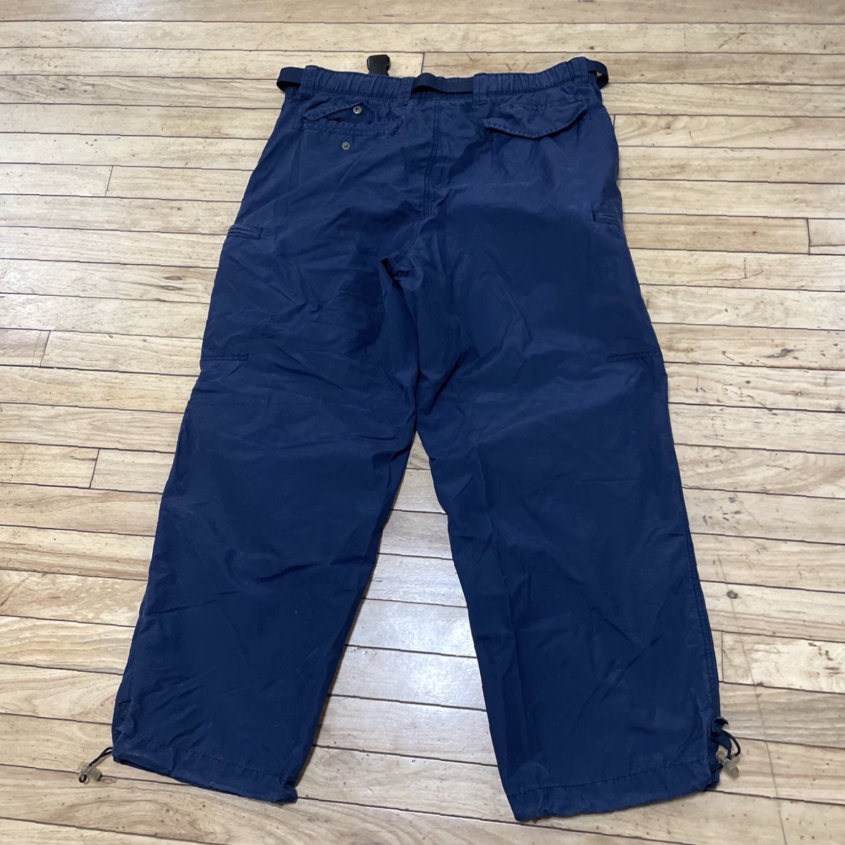 Old Navy VINTAGE Old Navy Brand vtg Y2k Cargo Pants Men L Baggy Paratrooper Navy Blue Belted Zip Pockets Tech 38x29 Size US 33 - 2 Thumbnail