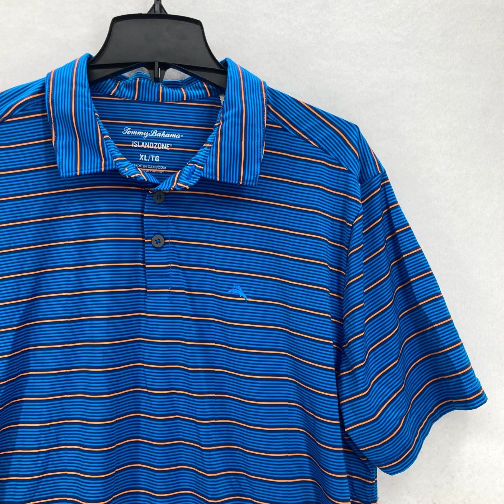 Tommy Bahama Tommy Bahama Island Zone Polo Shirt XL Blue Striped Performance Stretch Golf Shirt Size US XL / EU 56 / 4 - 2 Thumbnail