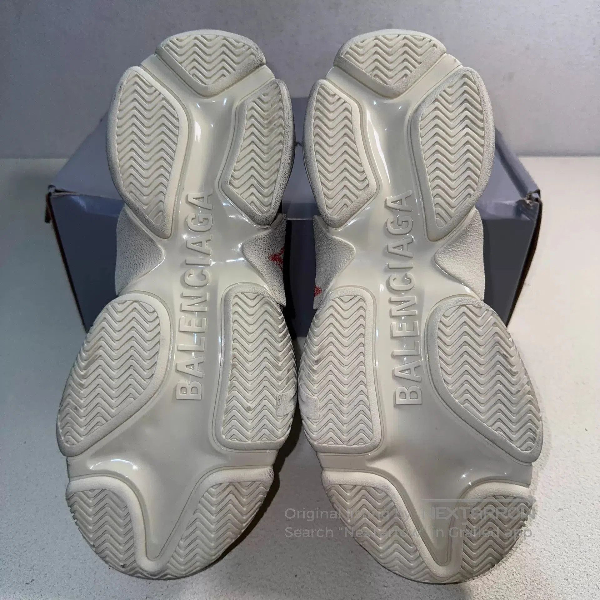 Balenciaga White Platform Sneakers with Red Graphic Design. Size US 12 / EU 45 - 4 Thumbnail