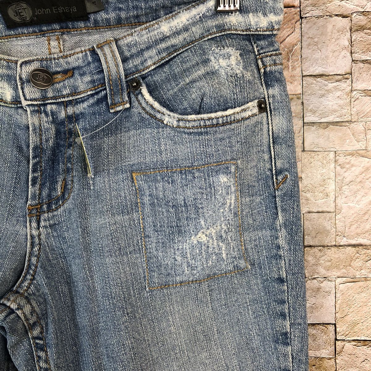 Japanese Brand John Esraya Blue Distressed Denim Pants #A952 Size 27" / US 4 / IT 40 - 10 Thumbnail