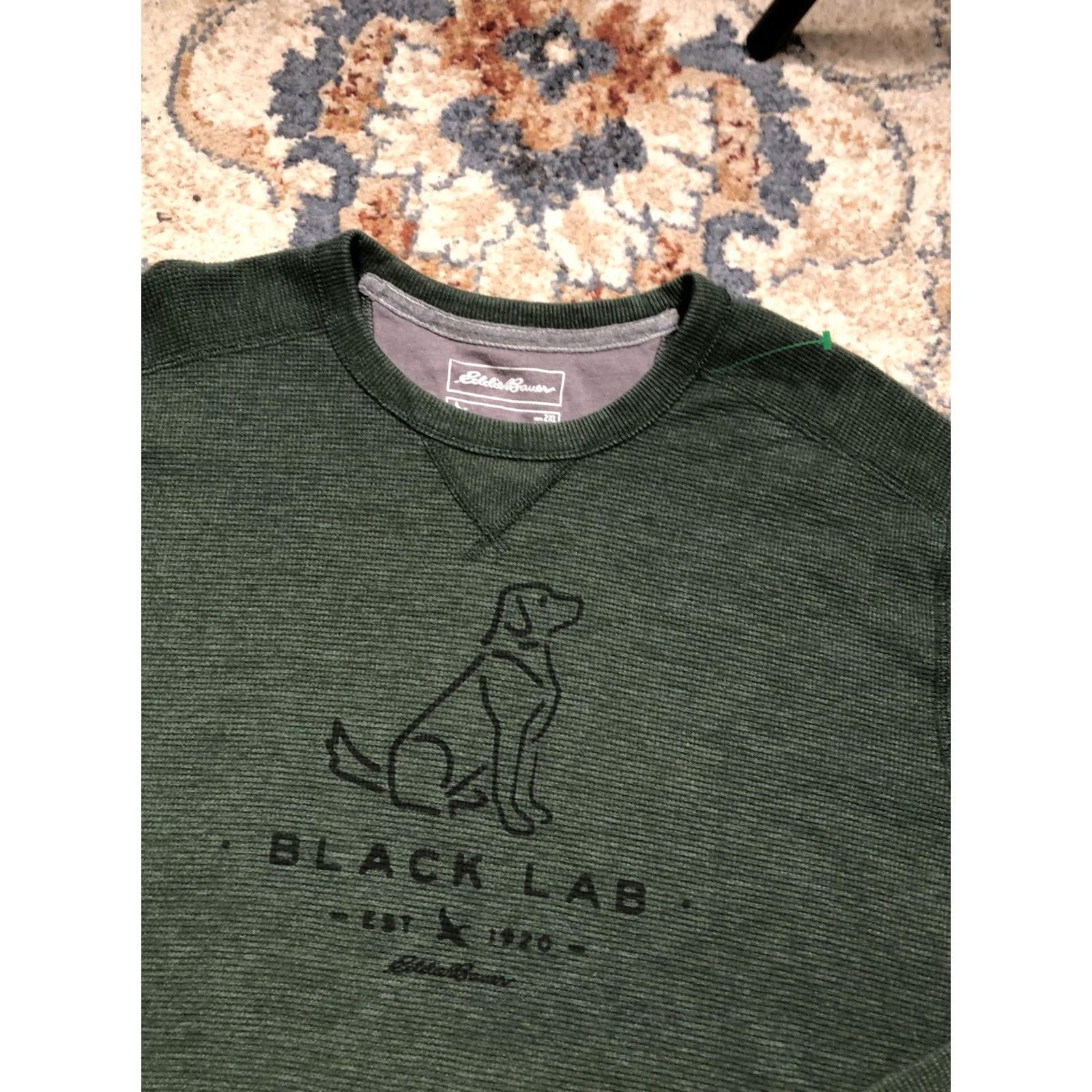 Eddie Bauer Eddie Bauer Sweatshirt Mens 2XL Green Black Lab Graphic Waffle Knit Pullover Size US XXL / EU 58 / 5 - 6 Thumbnail