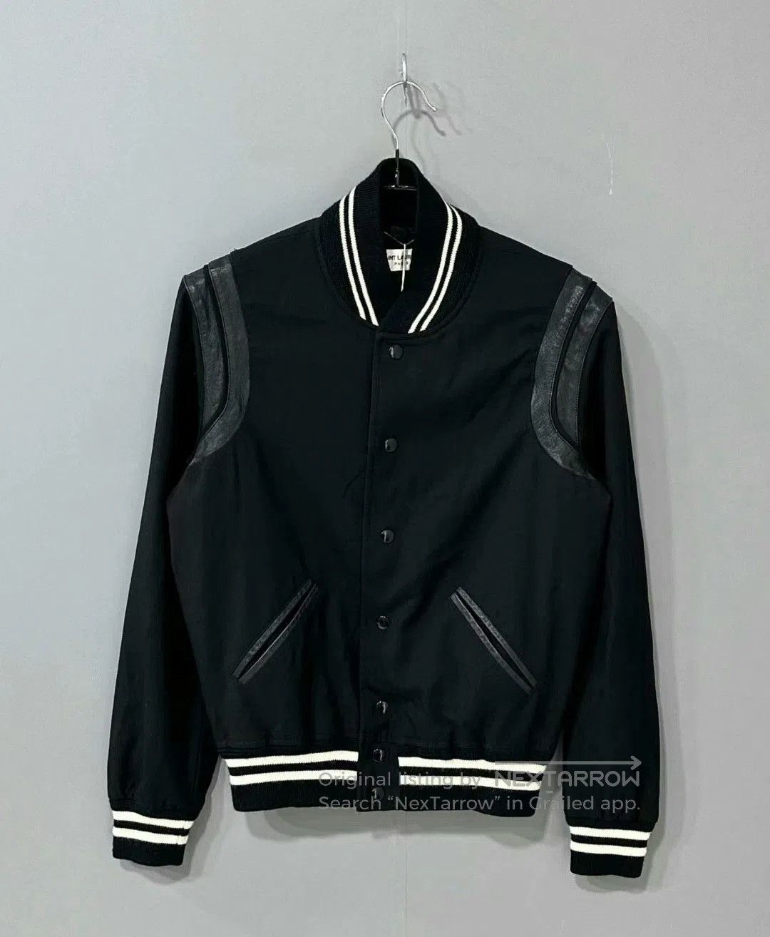classic black and white baseball jacket.