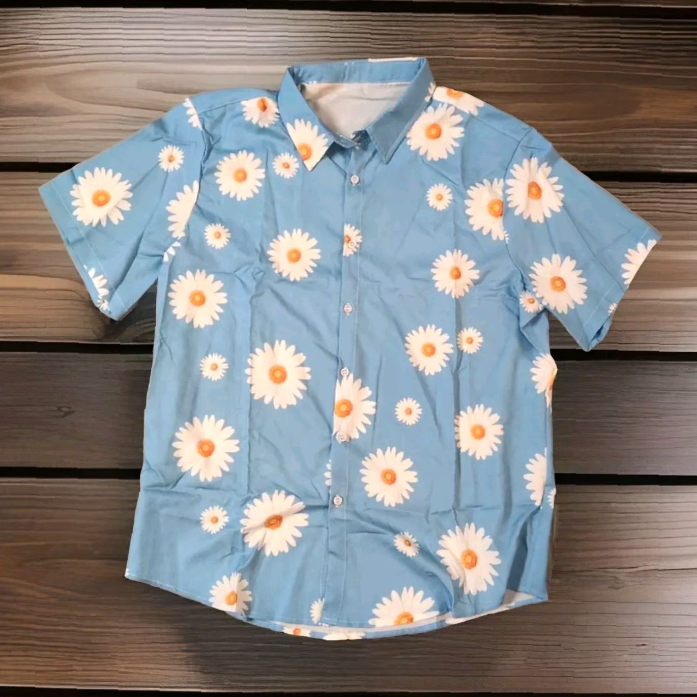 Vintage Hawaiian Shirt Blue Floral XL Button-Up Mens Short Sleeve Embroidered Collared Knit Polyester All Seasons Casual Classic Theme Vintage No Size US XL / EU 56 / 4 - 3 Thumbnail