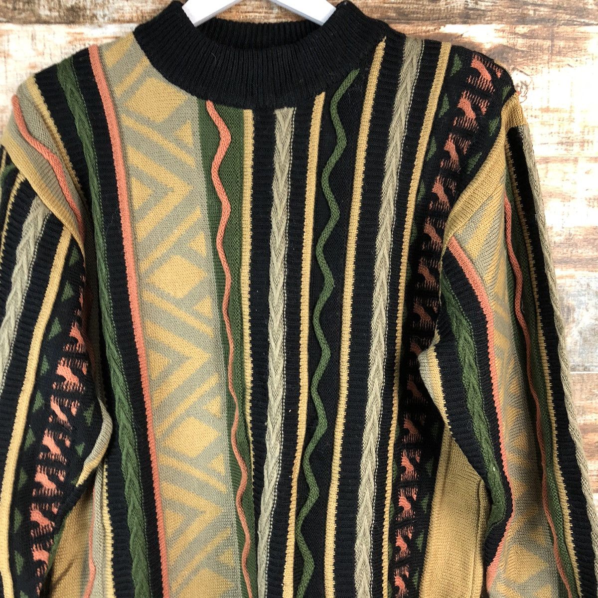 Homespun Knitwear Sel Suche japan Brown stripe like coogi Knitwear #A2505 Size US S / EU 44-46 / 1 - 5 Thumbnail