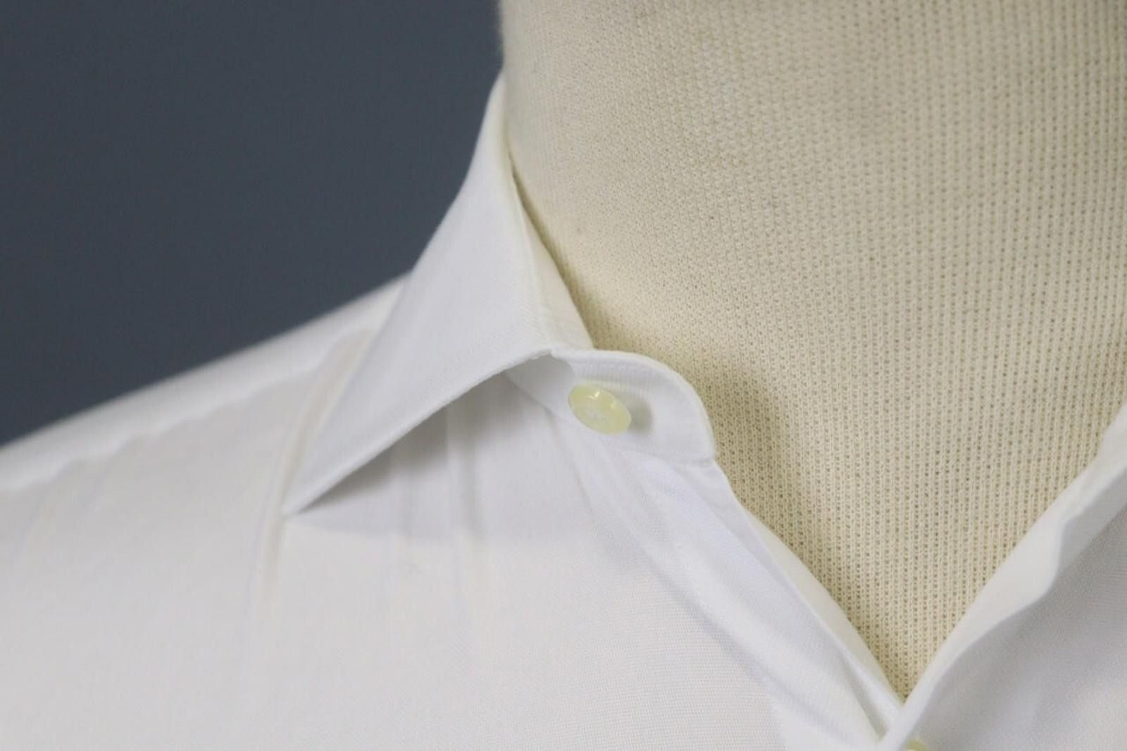 Designer Boggi White Cotton Collared Front Dress Shirt Size 40 Size 38R - 6 Thumbnail