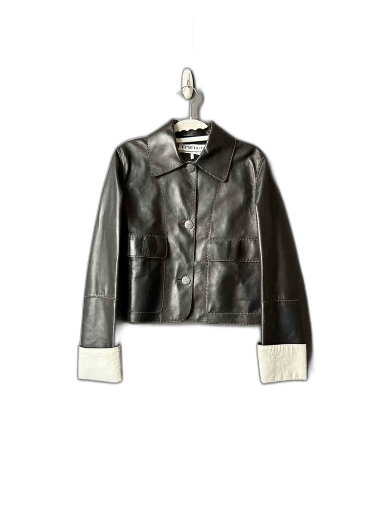 Loewe Loewe Black and White Short Leather Jacket Size US S / EU 44-46 / 1 - 1 Thumbnail