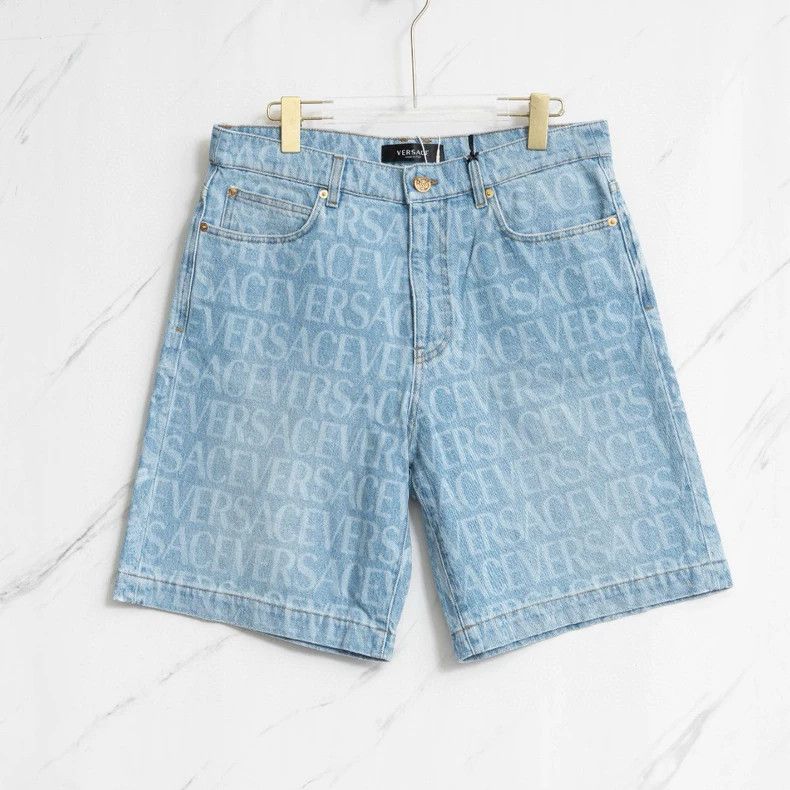 Versace Versace Men's logo printed on denim shorts Size US 31 - 1 Thumbnail