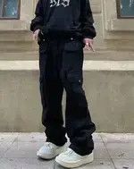 Japanese Brand × Vintage Cargo Pants Black- Korean Streetwear Style Pants Size US 32 / EU 48 - 2 Thumbnail