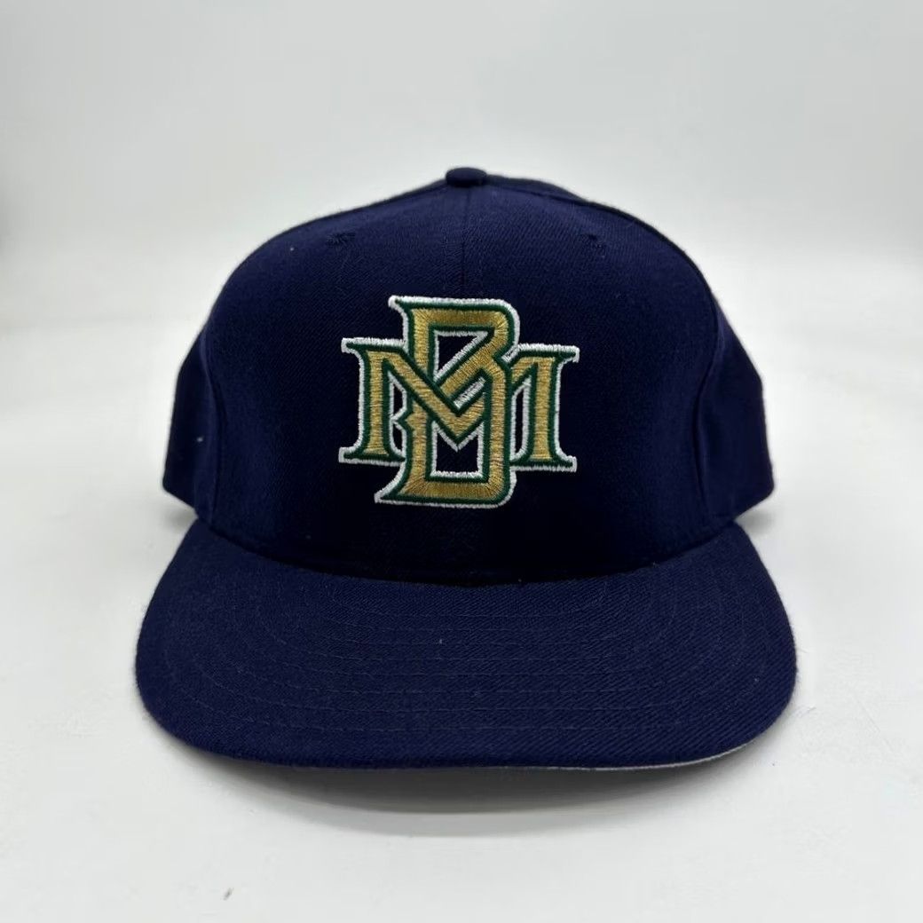 New Era Vintage New Era Milwaukee Brewers 59/50 Fitted Hat Cap 7 1/8 Wool Made USA Men Baseball Cap Blue Size ONE SIZE - 2 Thumbnail
