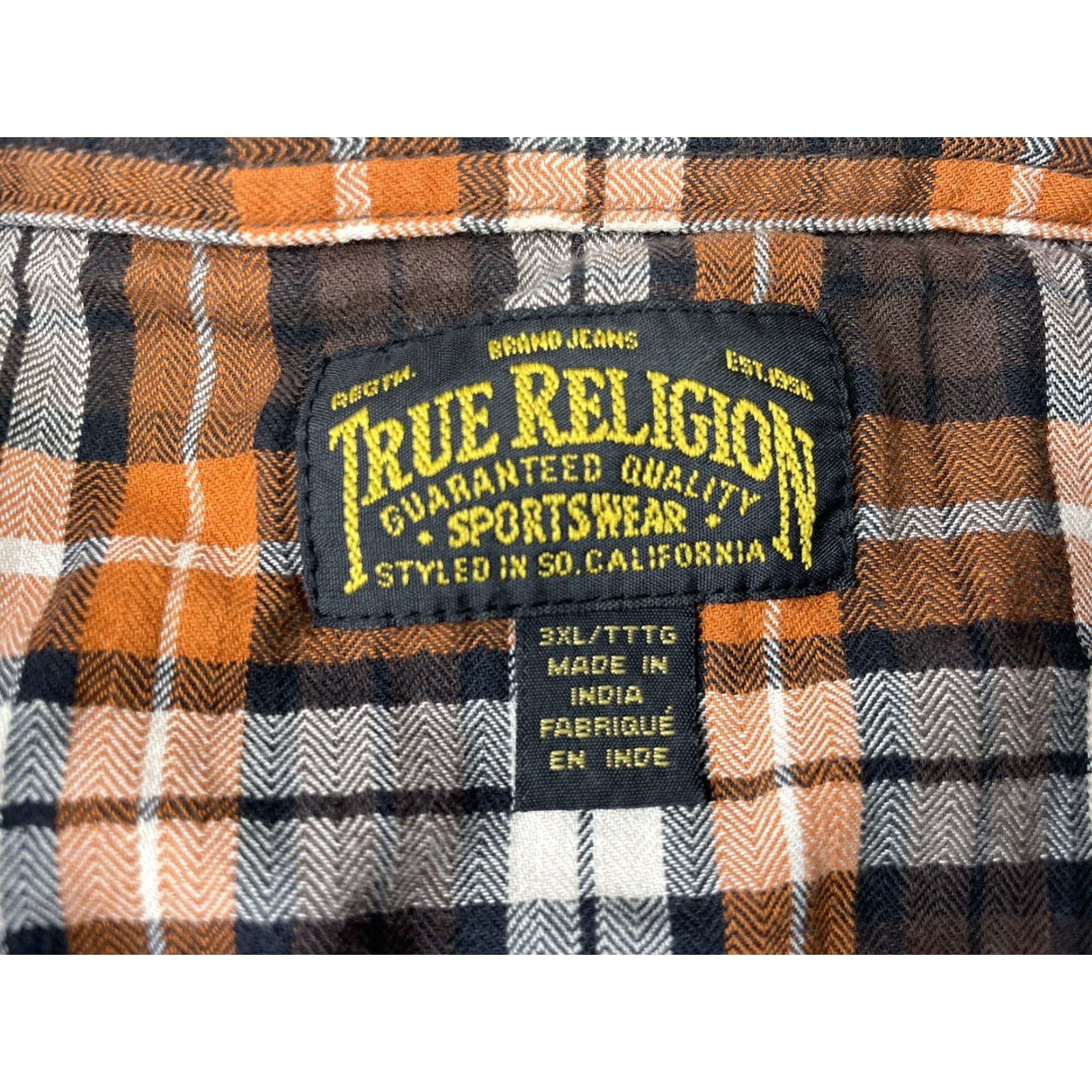 True Religion True Religion Shirt Button-Down Mens 3XL Long Sleeve Cotton Plaid Casual Size US XXL / EU 58 / 5 - 4 Thumbnail