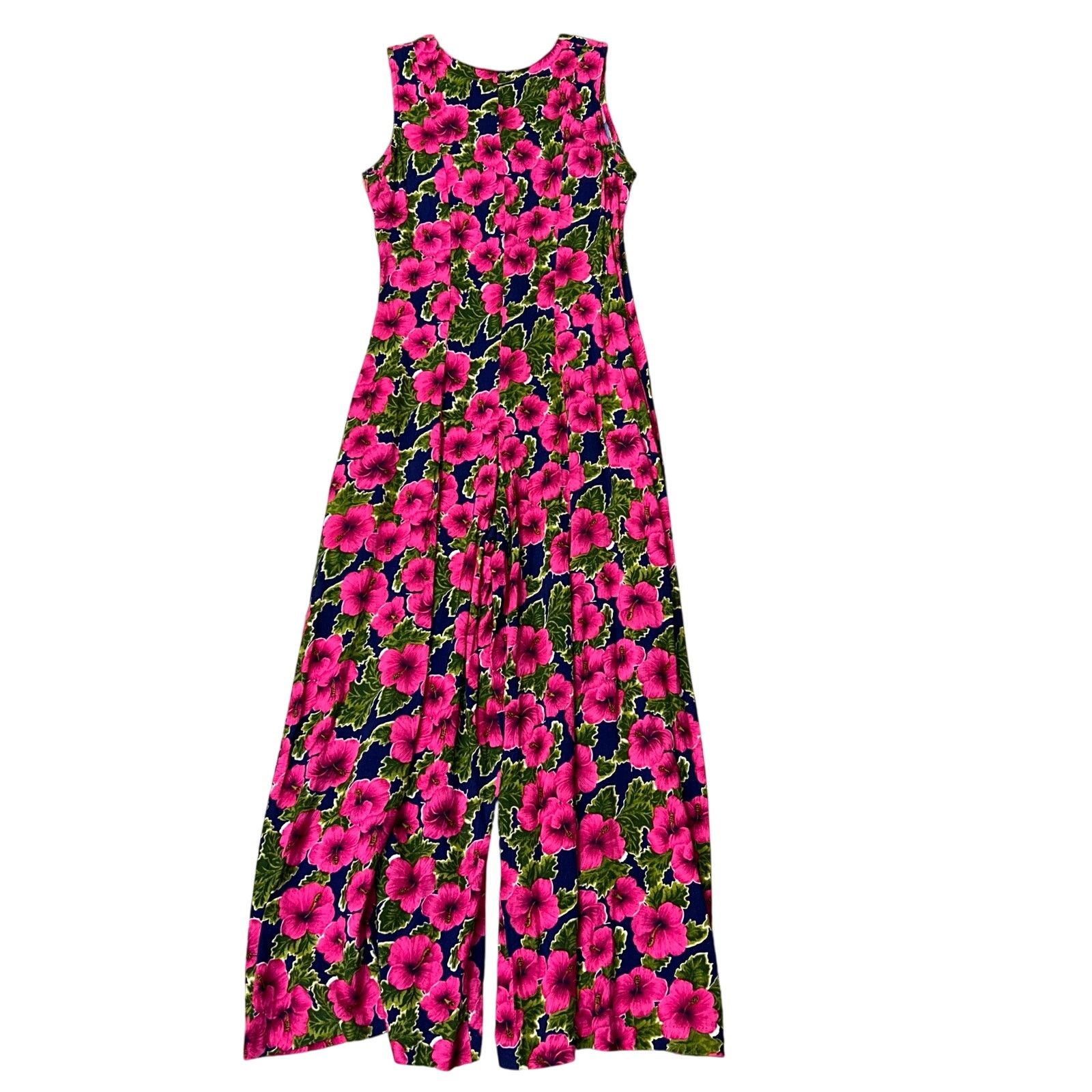 Vintage 80s 90s Vintage Floral Wide Leg Jumpsuit Pink Blue Small Size 28" / US 6 / IT 42 - 7 Thumbnail