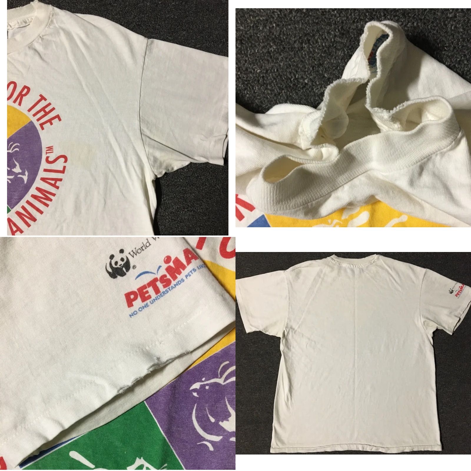 Vintage VINTAGE 90s Project For The Preservation Of Animals T-Shirt M White Distressed Grunge Hip Hop Pet Mascots Mens Size US M / EU 48-50 / 2 - 8 Thumbnail
