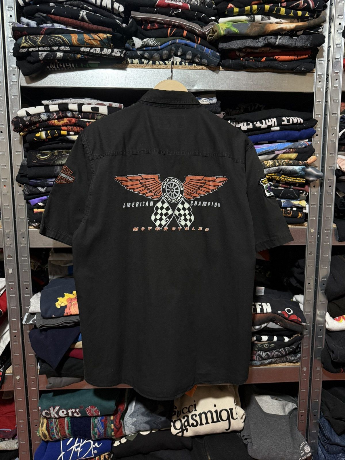 Harley Davidson Vintage 00s Harley Davidson Racing Button Short Sleeve Shirt Size US XL / EU 56 / 4 - 2 Thumbnail