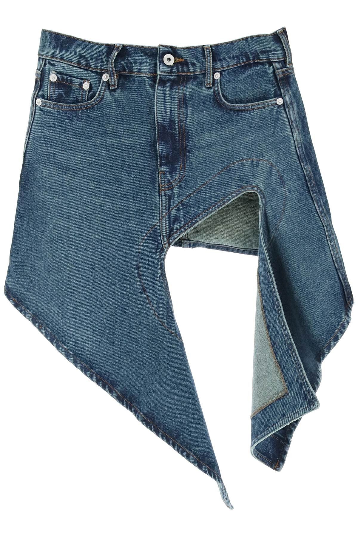 image of Yproject Denim Mini Skirt With Cut Out Details in Blue, Women's (Size Medium)