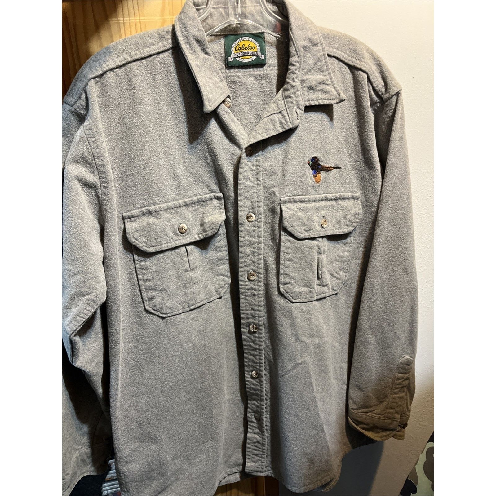Cabelas VTG Cabelas Shirt Large Gray Chamois Hunting Pheasant Logo Size US L / EU 52-54 / 3 - 12 Thumbnail