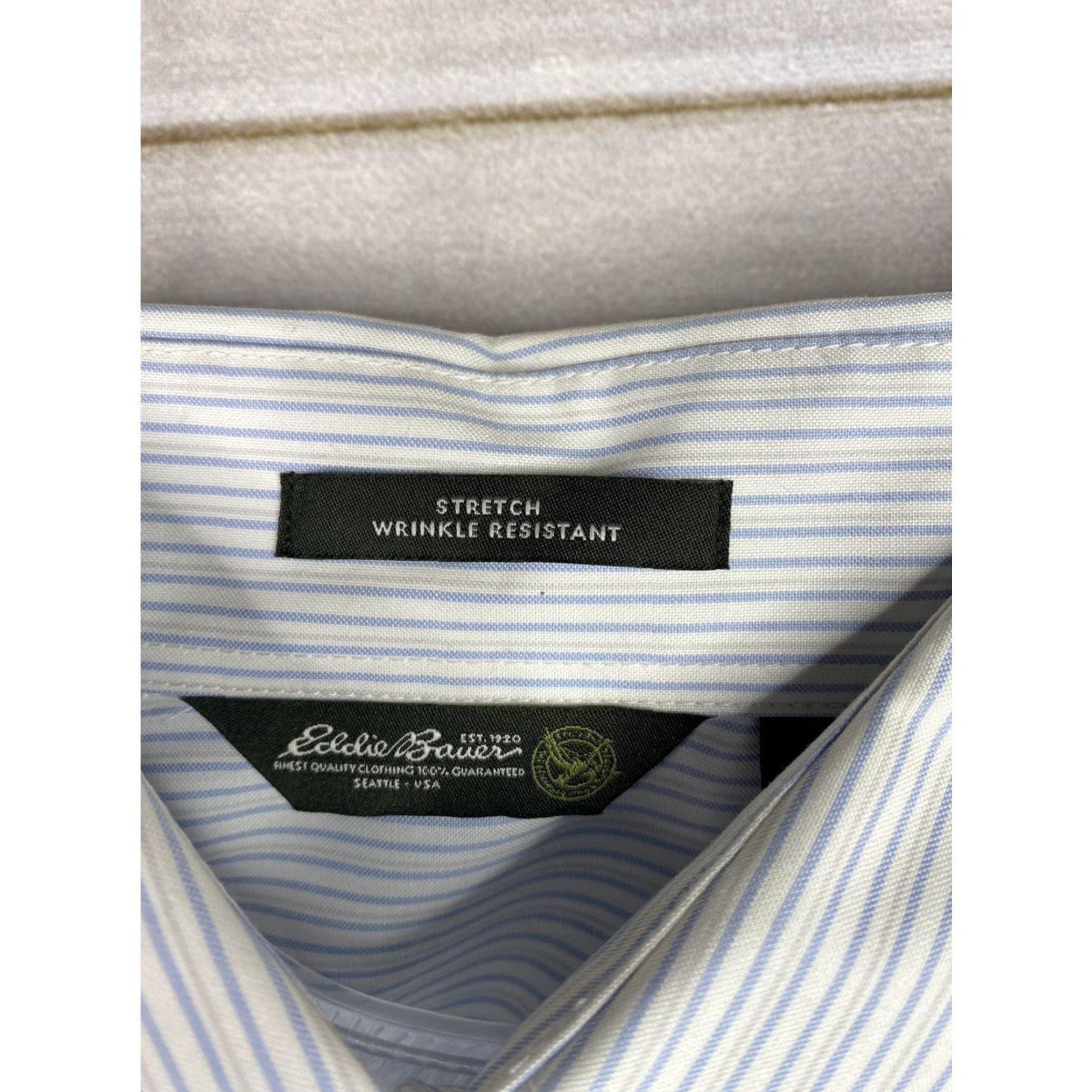 Eddie Bauer Eddie Bauer Shirt Womens M Blue White Stripe Button-Up Knit Stretch Non-Iron Long Sleeve Casual Classic/City/Comfy Multicolor Pattern 3/4 Sleeve Size M / US 6-8 / IT 42-44 - 3 Thumbnail