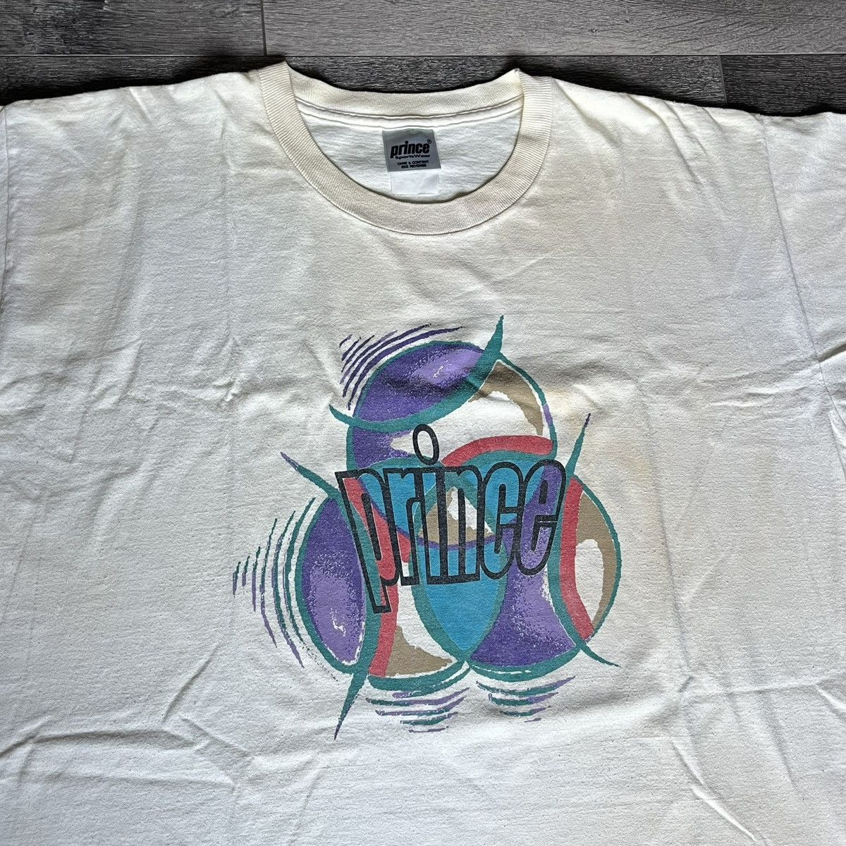 Prince Vintage 1990s Prince Tennis Graphic Logo Tee Shirt Off White Size US XL / EU 56 / 4 - 3 Thumbnail