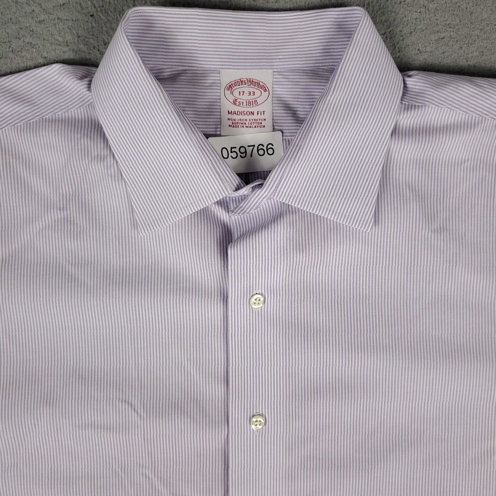 Brooks Brothers Brooks Brothers Dress Shirt Mens 17 Purple Striped Long Sleeve Button Up Regular Fit Size 46R - 2 Thumbnail