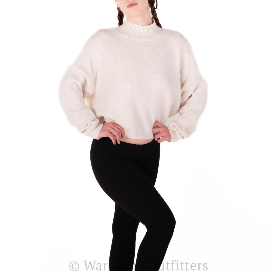 Designer Cream White Plush Long Sleeve Sweater Size S / US 4 / IT 40 - 3 Thumbnail