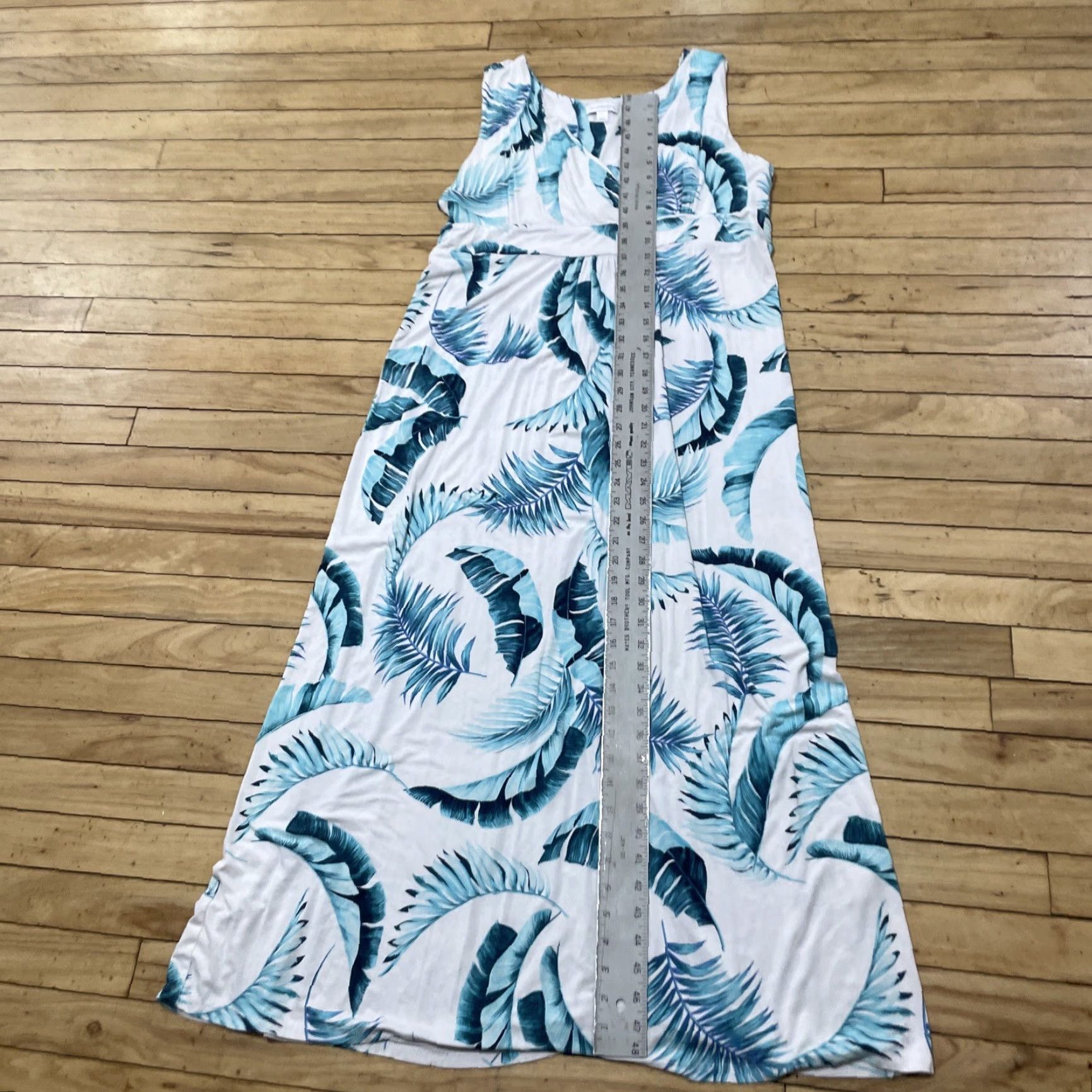 Charter Club Charter Club Hawaiian Floral Dress Women L White Cream Blue Beach Aloha Leaves Maxi, Sleeveless, Pullover, Floral Pattern, Casual, Summer, Spring Size L / US 10 / IT 46 - 7 Thumbnail
