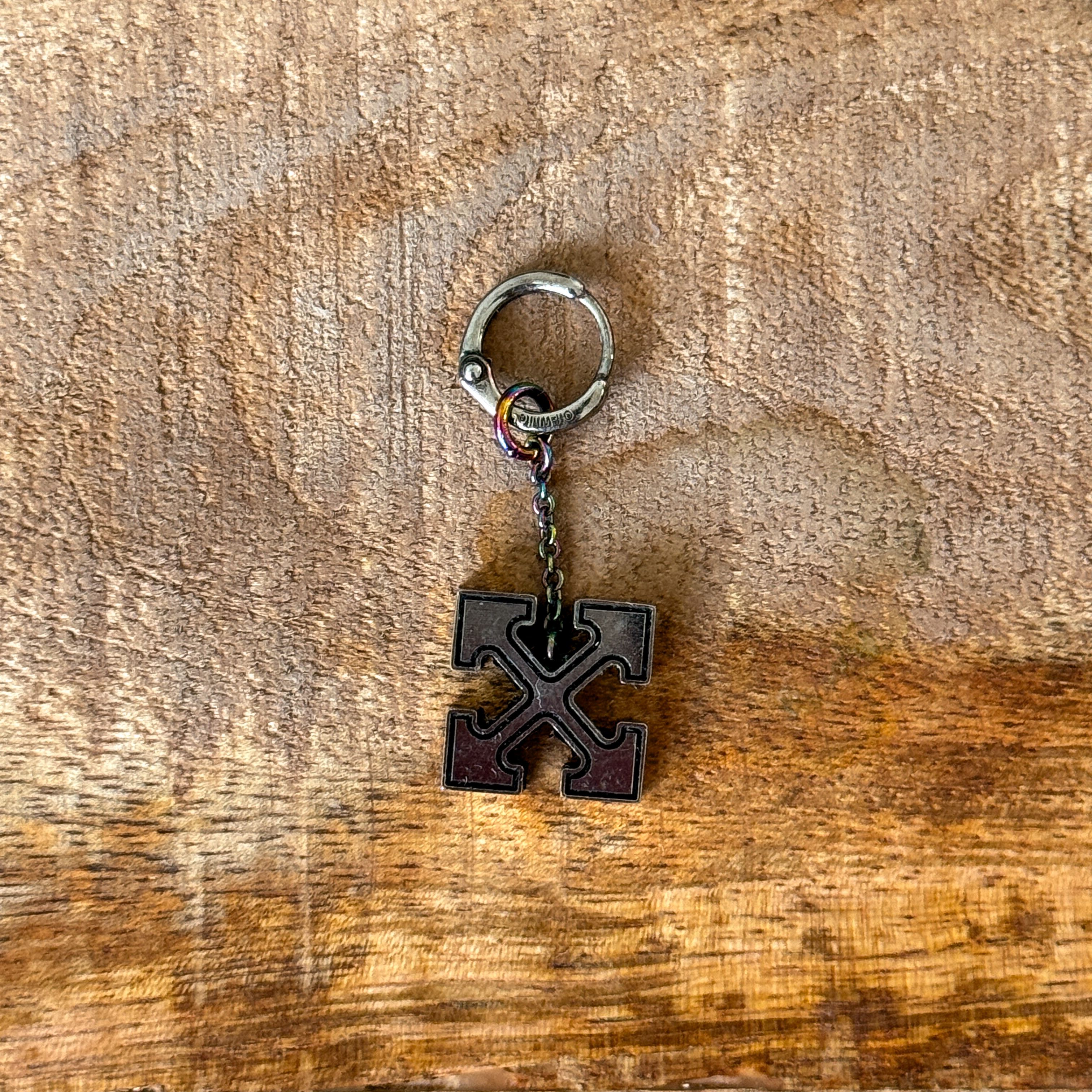 Jewelry x Off White Off-White Anodized Steel Arrow Cross Earring in Silver, Men's