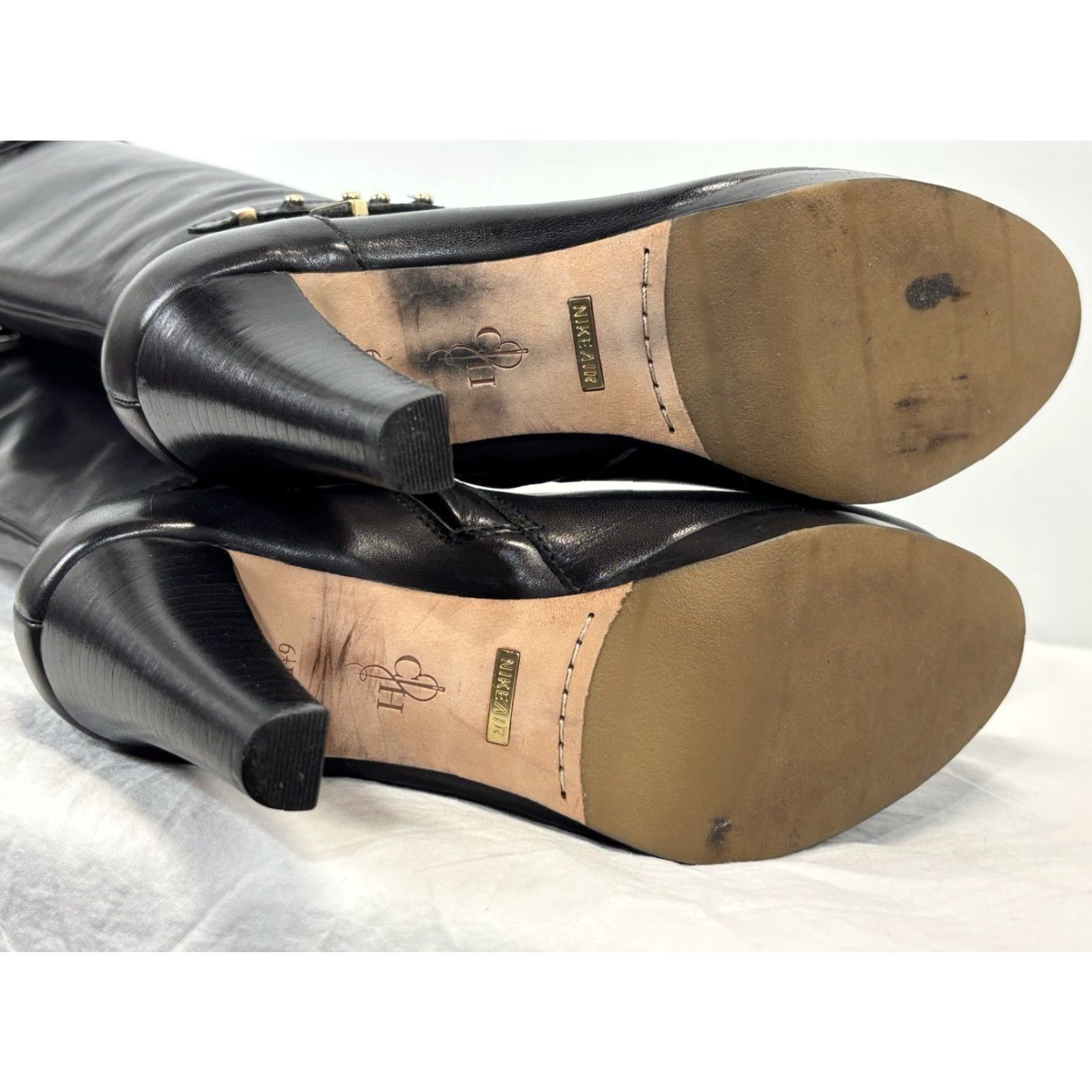Cole Haan VINTAGE? No. Cole Haan Air Cara Leather Heel Boots Women’s 6.5 B Knee High Studded Black Zip Heeled Boot Womens City 90s? Size US 7 / IT 37 - 6 Thumbnail