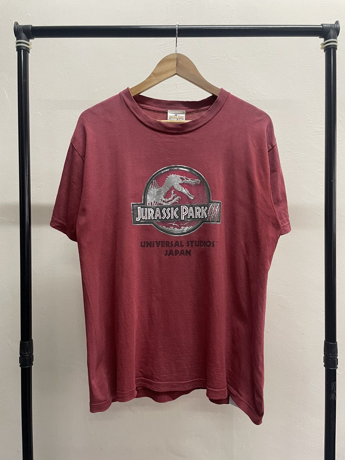 image of Jurassic Park Movies Tee in Red, Men's (Size Large)