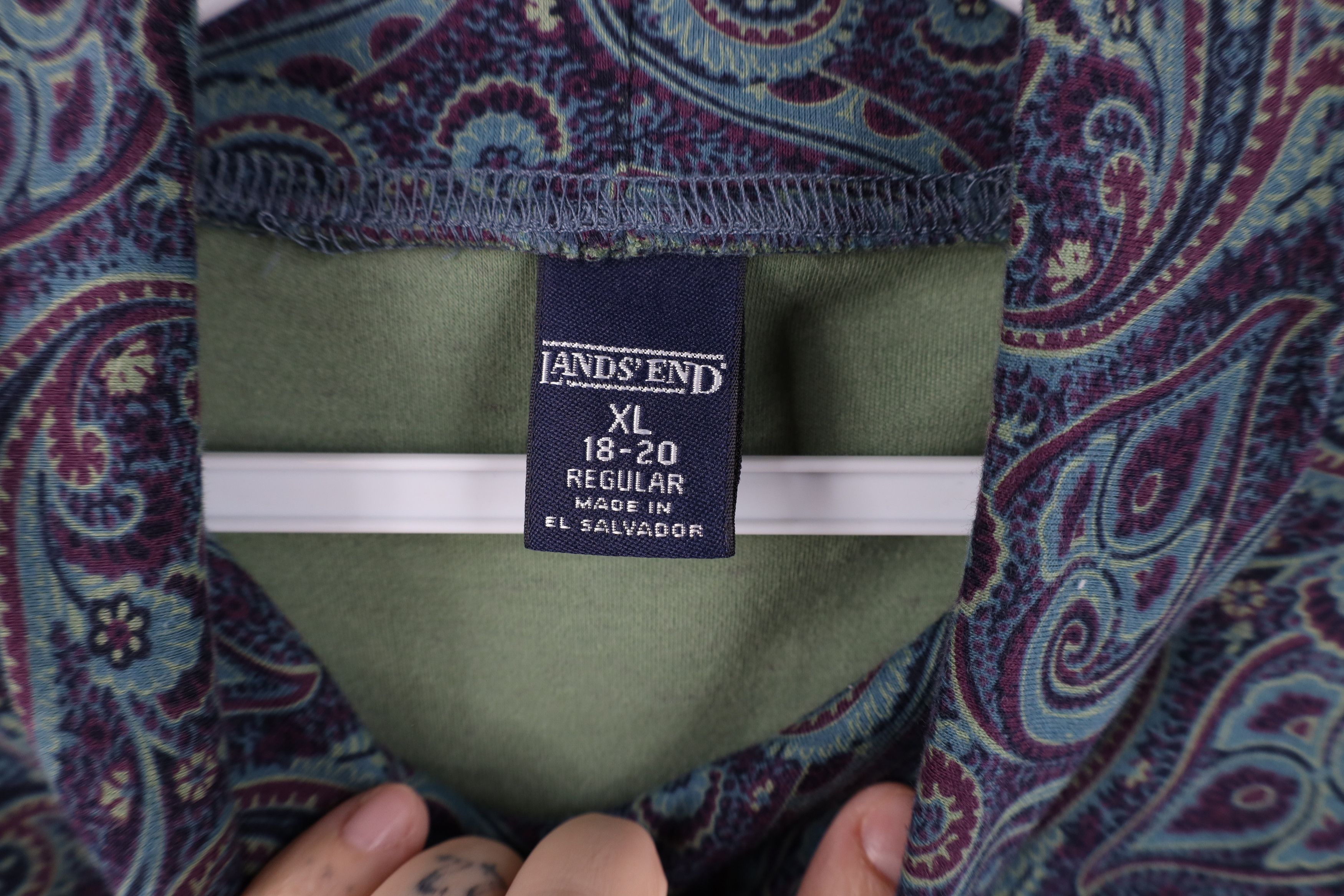 Lands' End Vintage 90s Lands End Paisley Long Sleeve Turtleneck T-Shirt Size XL / US 12-14 / IT 48-50 - 7 Thumbnail