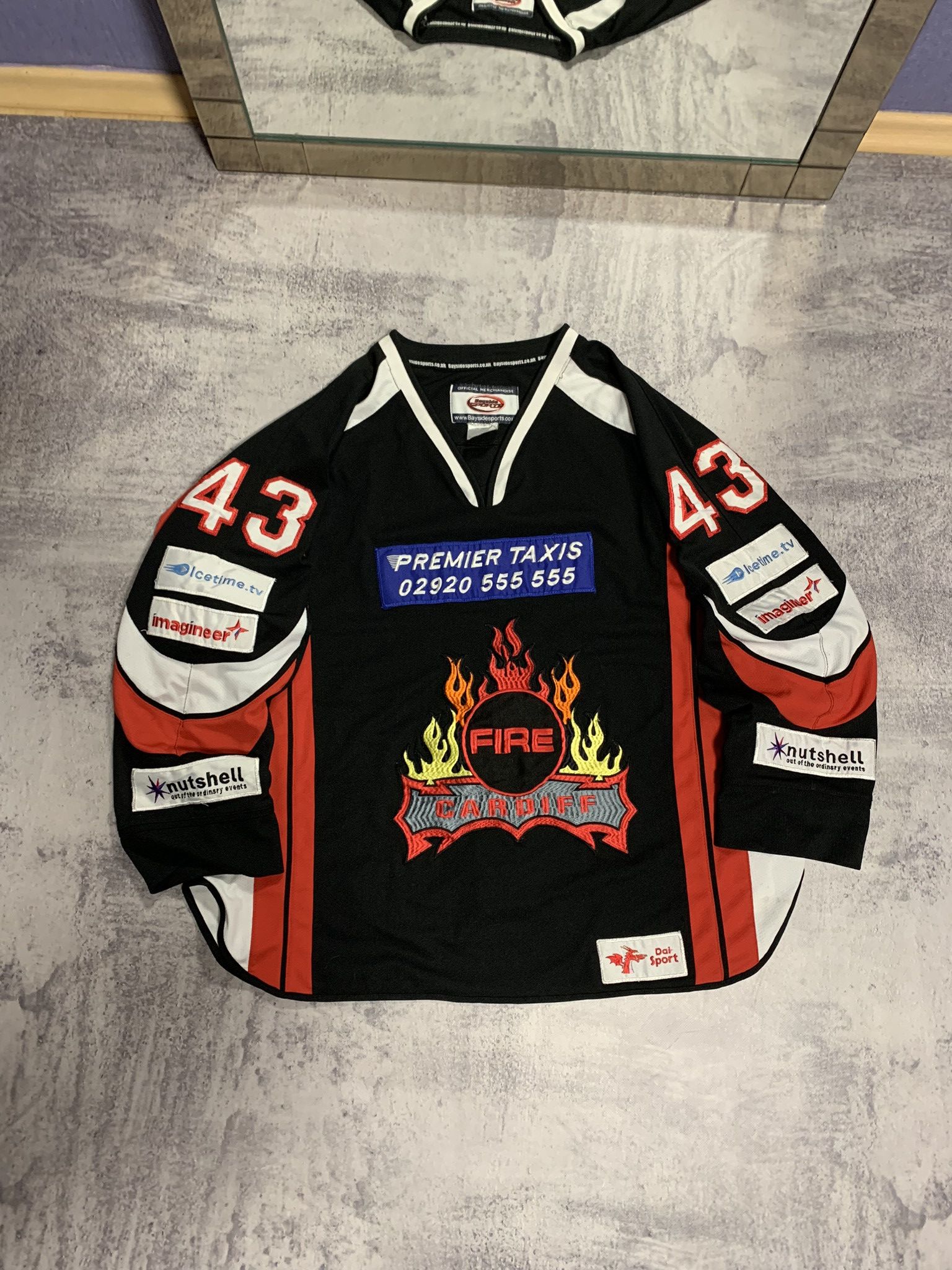 NFL Cardiff Fire Ice Hockey Match Worn Jersey L Stevens Size US XL / EU 56 / 4 - 1 Thumbnail