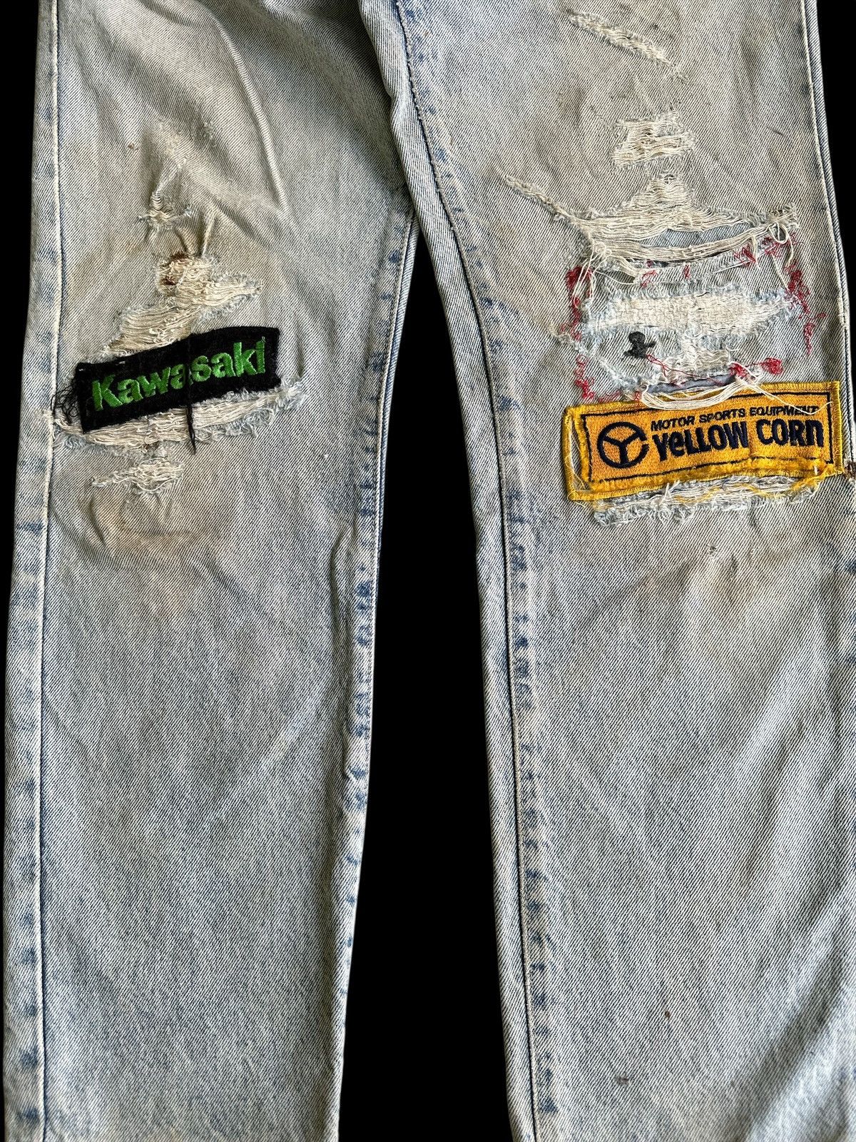 Vintage VINTAGE WRANGLER 💥 Patchwork Distress Denim 💥 Size US 30 / EU 46 - 3 Thumbnail
