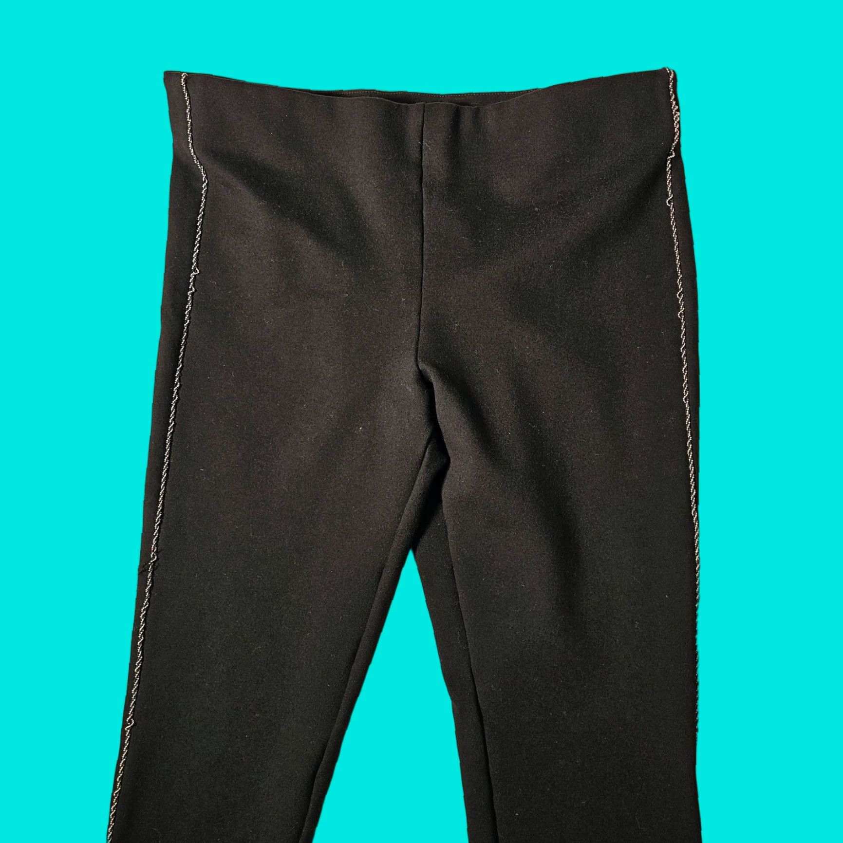 Zara Zara Trafaluc Collection Pants Women XL Black Cropped Stretch Pull On Polyester Ponte Rhinestone 90s Womens Size 40" / US 18 - 1 Thumbnail