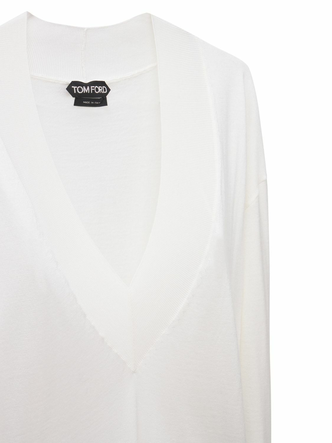 Tom Ford o1y0226 V-neck Sweater in White Size S / US 4 / IT 40 - 2 Thumbnail