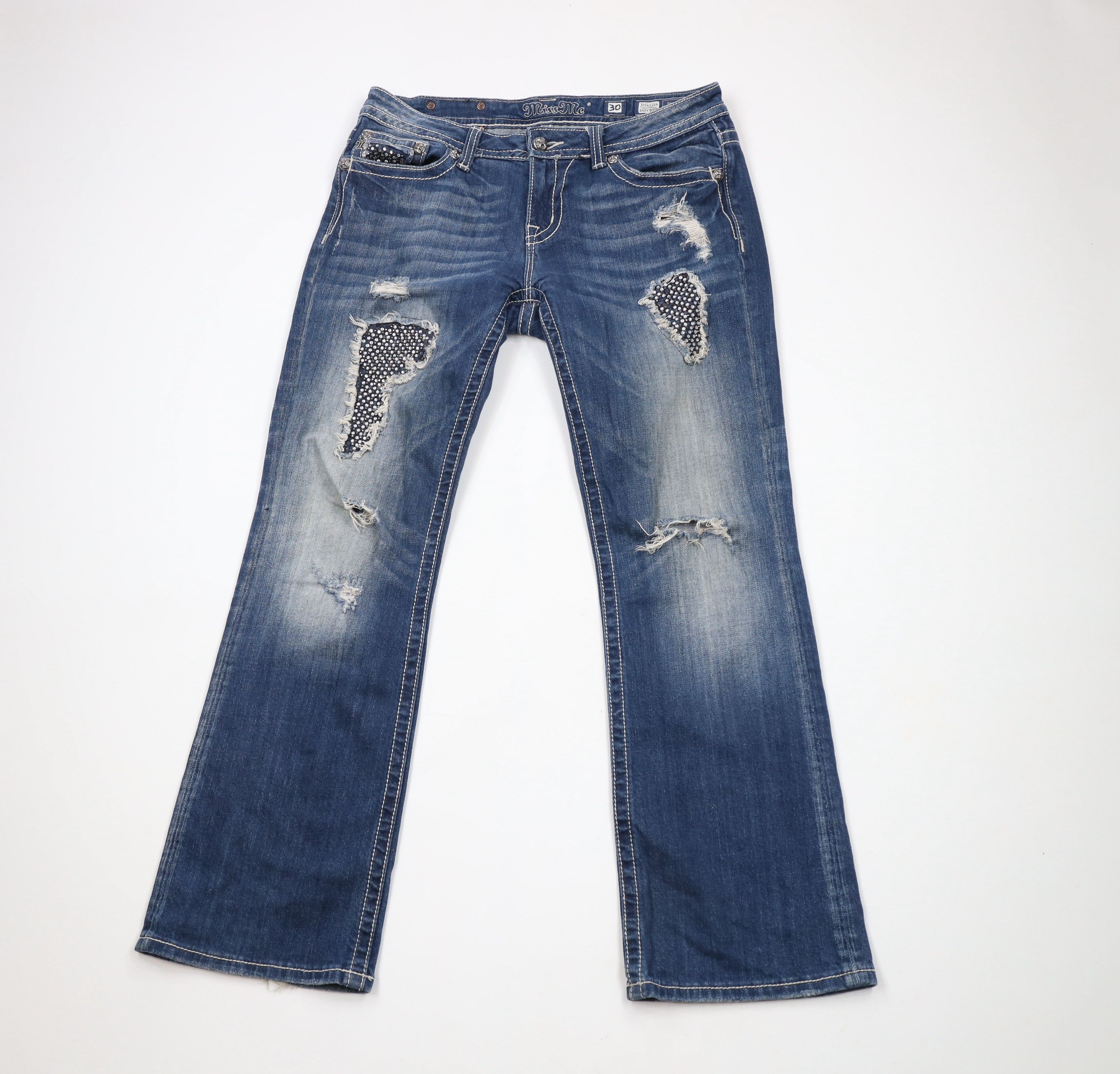 Miss Me × Vintage Miss Me Thick Stitch Jeweled Sequin Easy Boot Leg Jeans Size 30" / US 8 / IT 44 - 1 Thumbnail