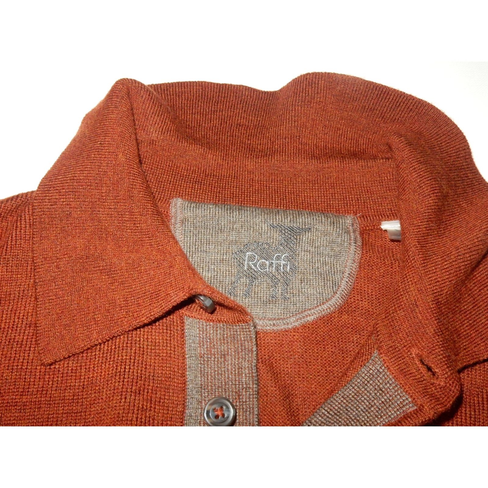 Vintage RAFFI 100% Wool Pullover Sweater Large Brown Mens Size US L / EU 52-54 / 3 - 3 Thumbnail