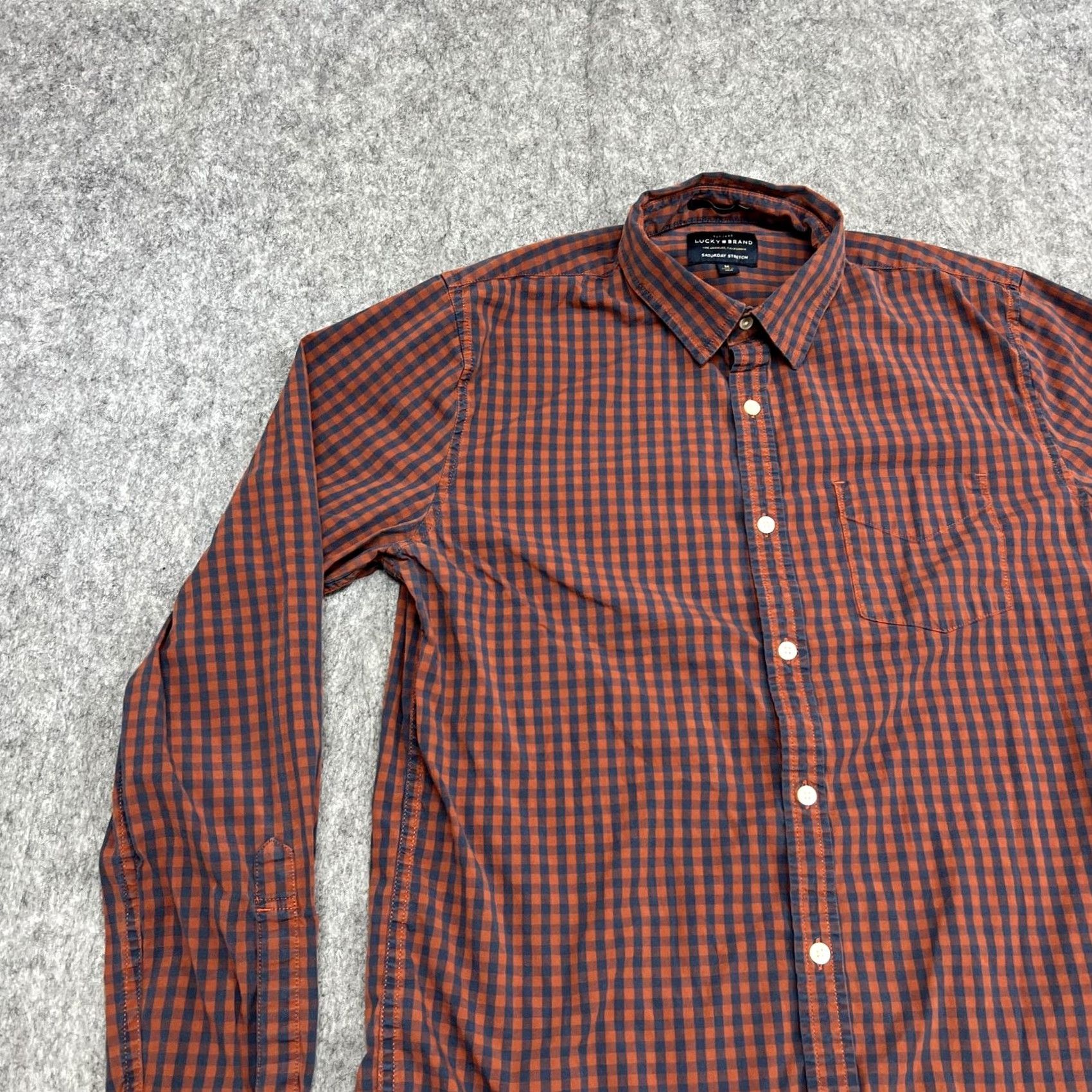 Lucky Brand Lucky Brand Shirt Mens M Blue Orange Check Slim Fit Saturday Stretch Long Sleeve Size US M / EU 48-50 / 2 - 5 Thumbnail