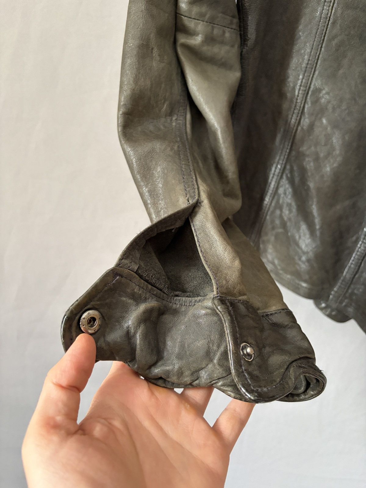 Allsaints Allsaints Wrinkled Lamb Leather Jacket Elephant Gray/Brown Size US L / EU 52-54 / 3 - 17 Thumbnail