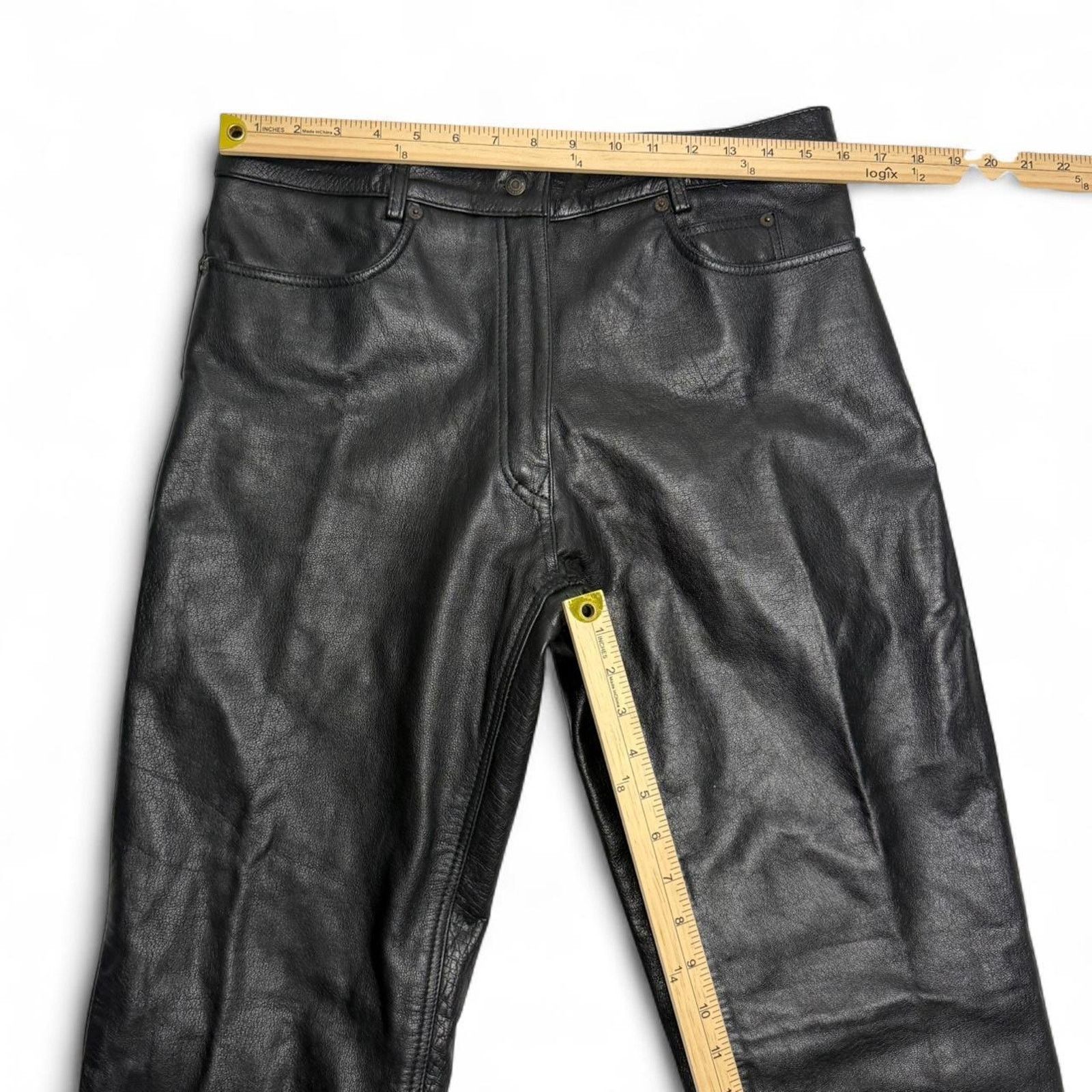 Element Xelement Black Genuine Leather Motorcycle Pants Womens 12 Size 34" / US 12 / IT 48 - 7 Thumbnail