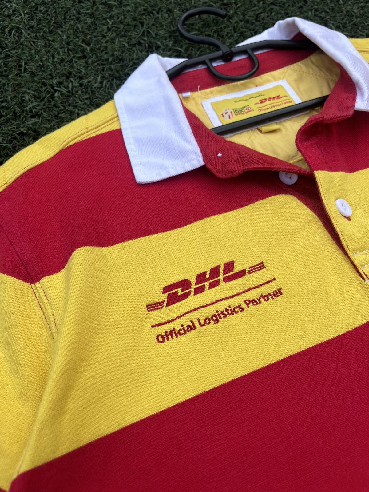 DHL Rare DHL x HSBC Rugby Polo Shirt Striped Vintage L Size US L / EU 52-54 / 3 - 6 Thumbnail