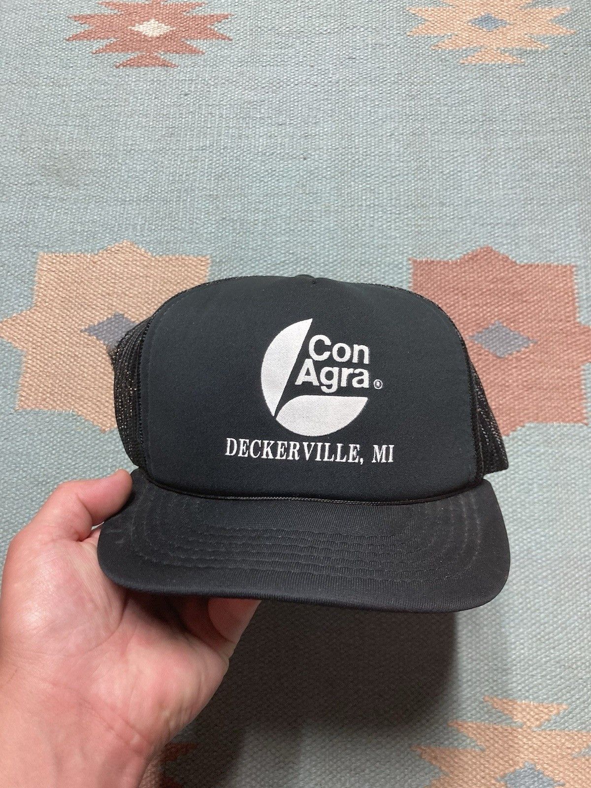 Vintage trucker hat Con Agra Deckerville Michigan farm distressed Size ONE SIZE - 2 Thumbnail