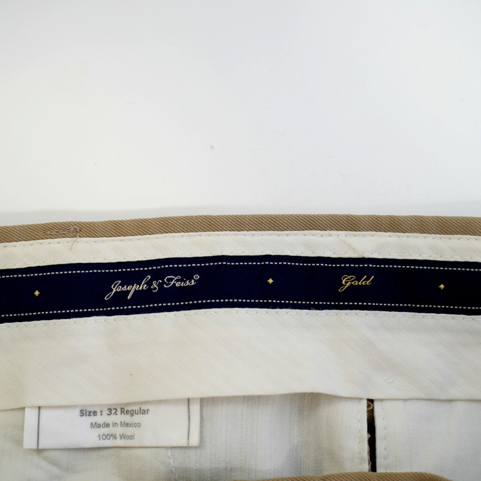 Joseph & Feiss DAMAGED Joseph Feiss Wool Tan 33/30 Dress Pants Mid Rise Ple Size 34R - 9 Thumbnail