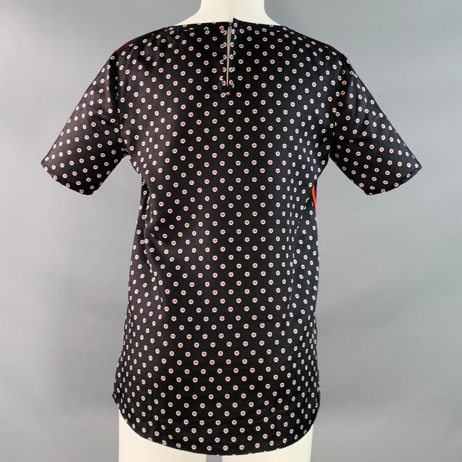 The Kooples Size S Black Red White Silk Floral Short Sleeve Casual Top Size S / US 4 / IT 40 - 5 Thumbnail