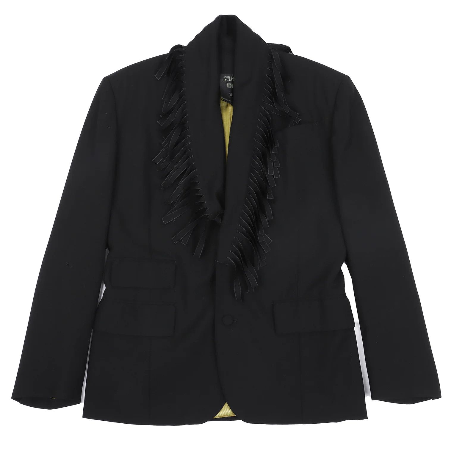Jean Paul Gaultier Wool Fringe Big Collar Jacket in Black Size 50 Size US M / EU 48-50 / 2 - 1 Thumbnail