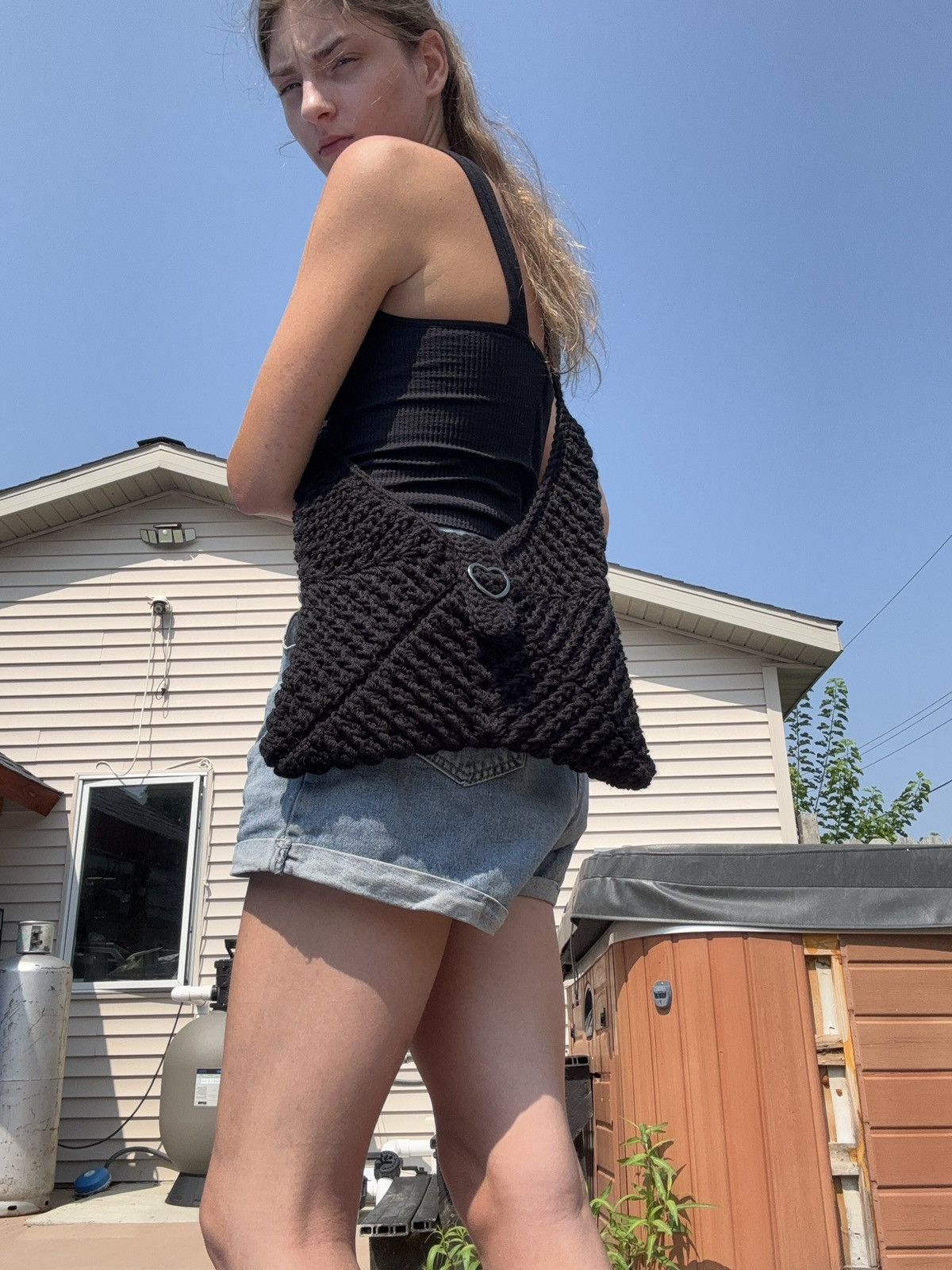 Handmade Crochet Original Black Purse Size ONE SIZE - 7 Thumbnail