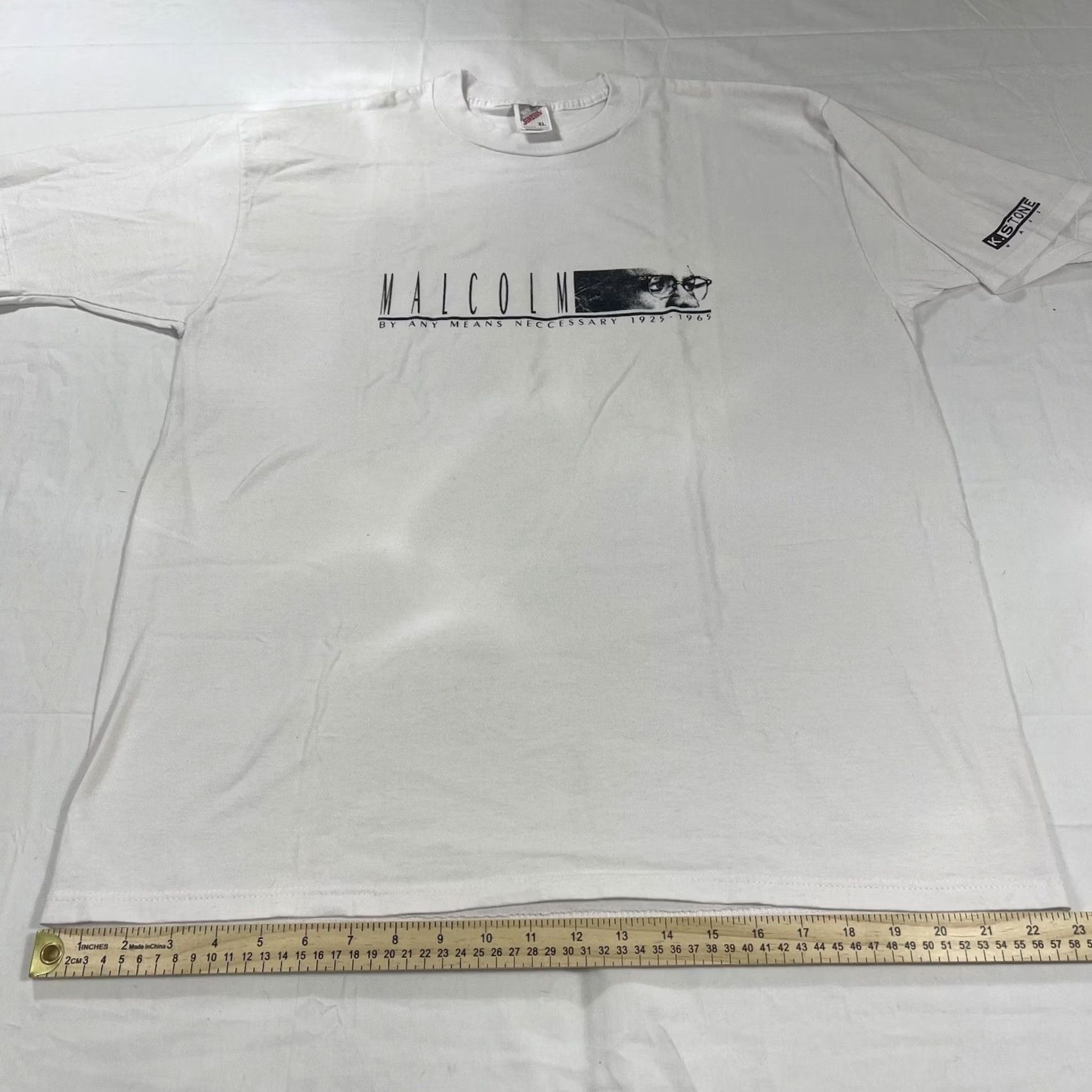 Vintage VINTAGE Malcom X T-Shirt XL MEN White 90s BY ANY MEANS NECESSARY Graphic Civil Rights Size US XL / EU 56 / 4 - 6 Thumbnail